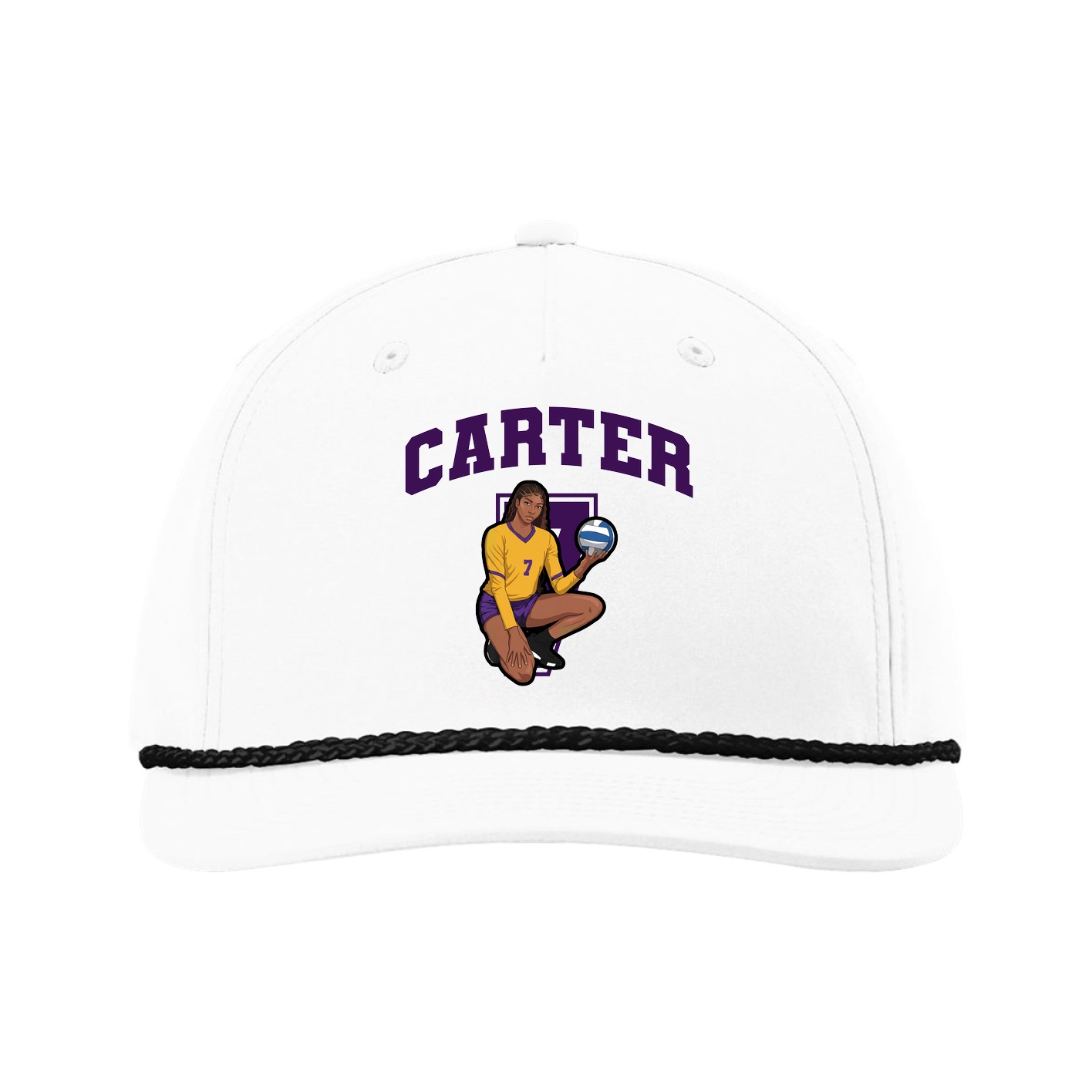 Five-Panel Classic Rope Cap — Number in White