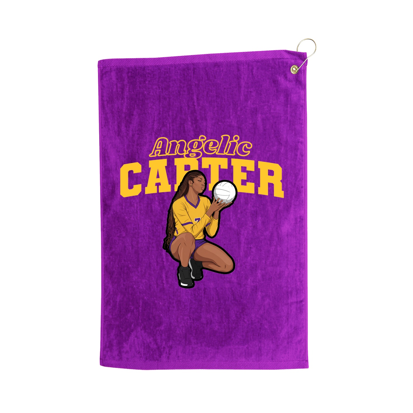 Golf Towel — Name Arch in Purple