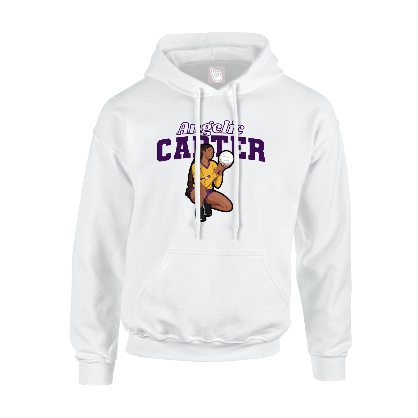 Youth Hoodie — Name Arch in White