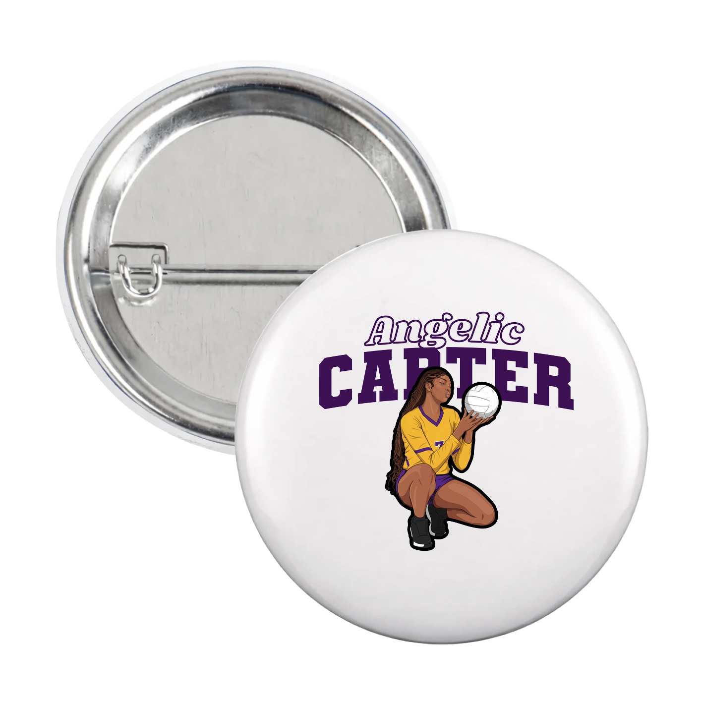 Game Day Button — Name Arch in White