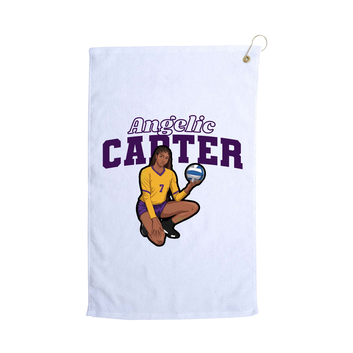 Golf Towel — Name Arch in White