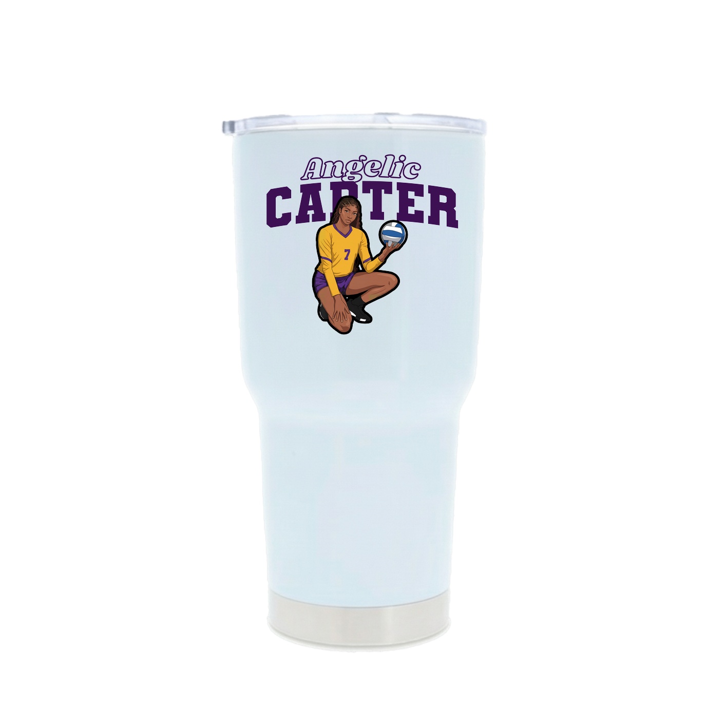 30oz Stainless Steel Tumbler — Name Arch in White