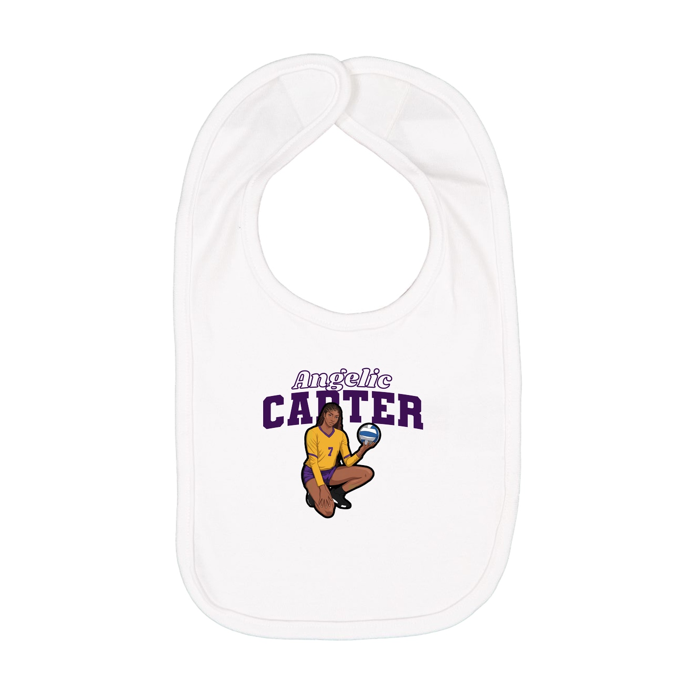 Infant Bib — Name Arch in White