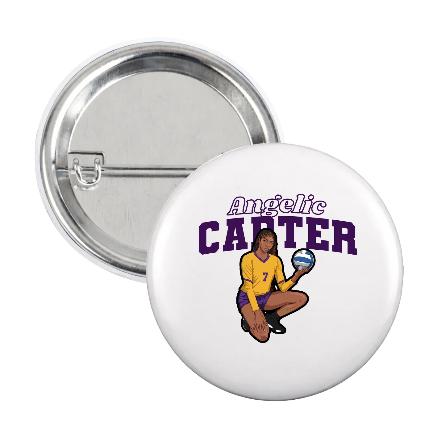 Game Day Button — Name Arch in White