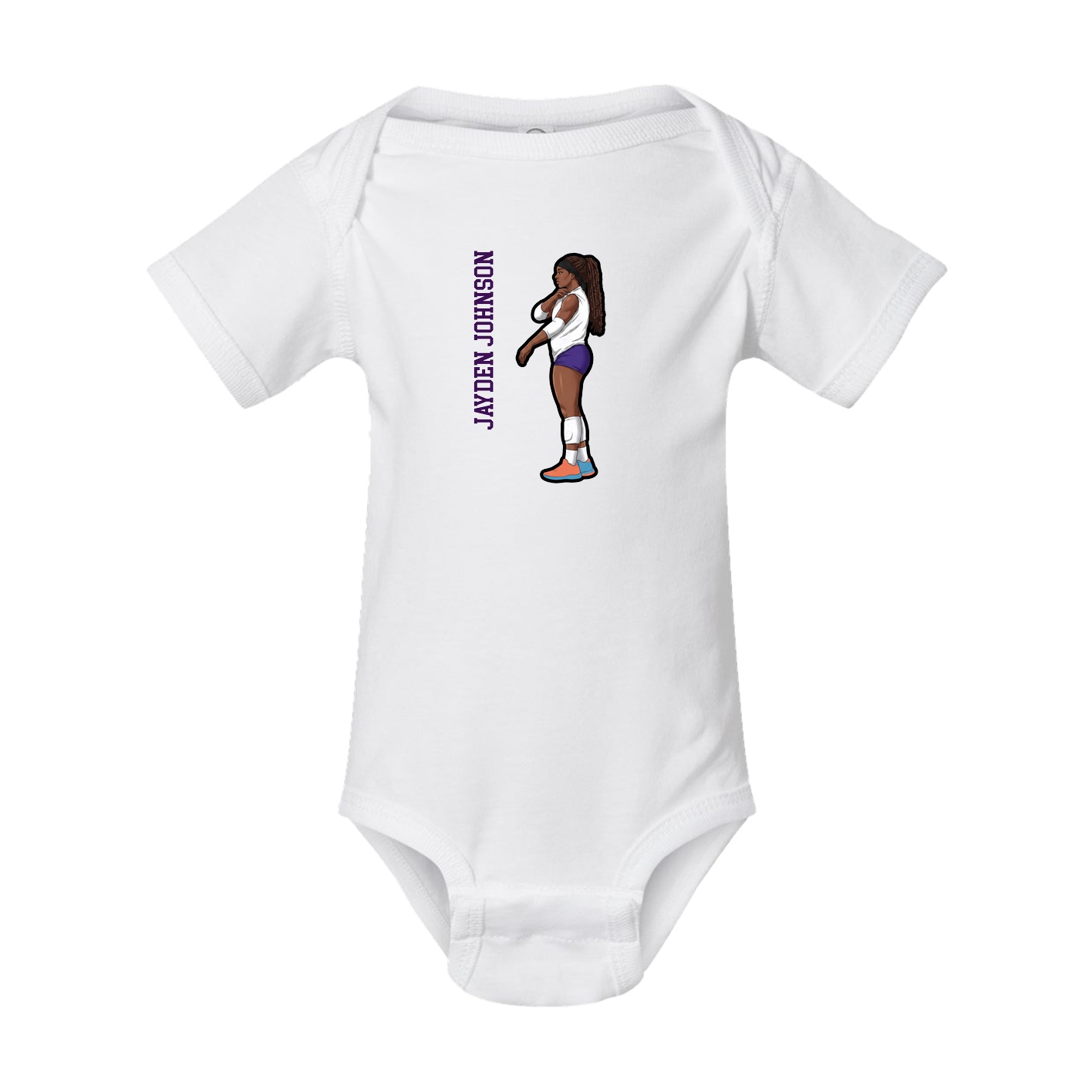 Baby Onesie — Name Vertical in White