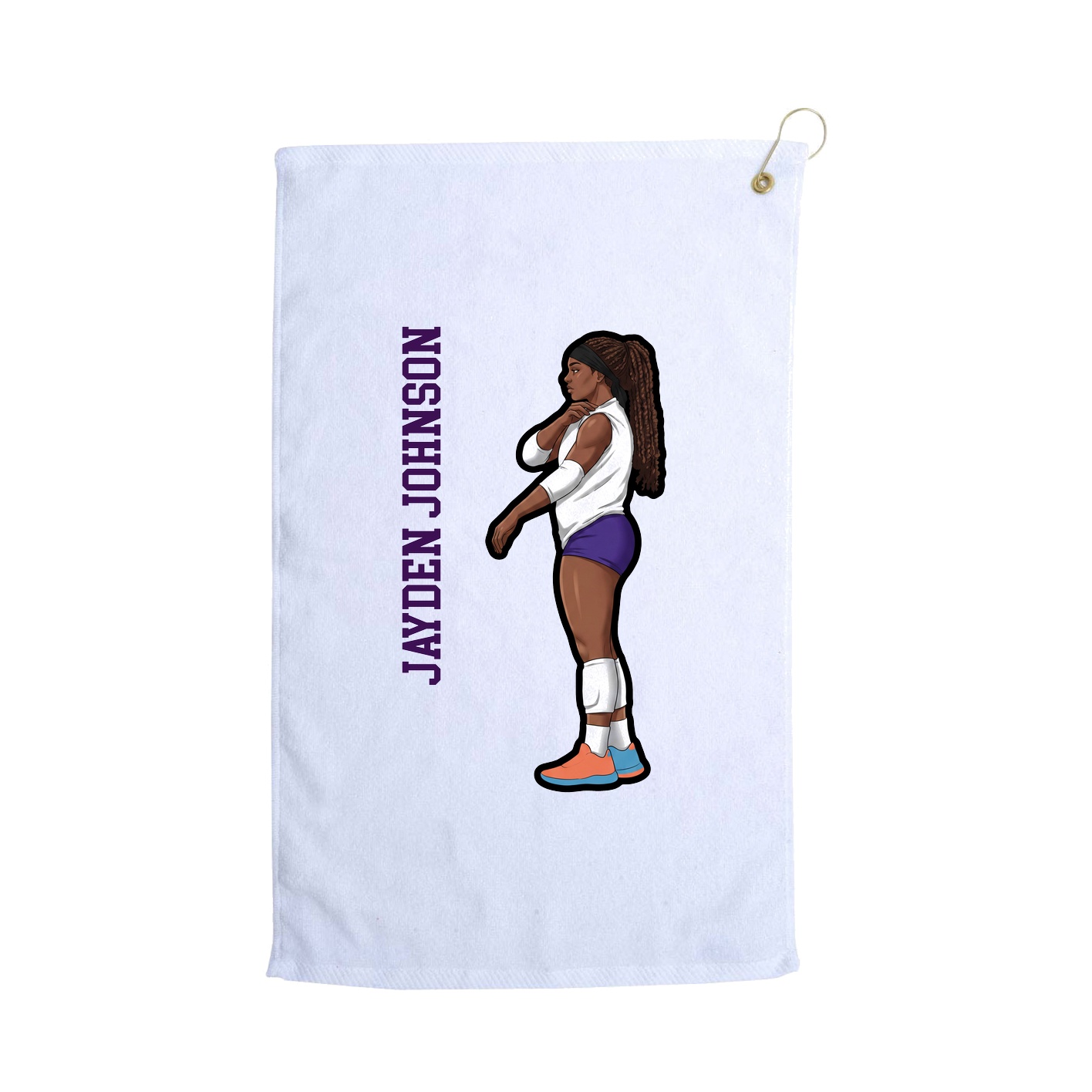 Golf Towel — Name Vertical in White