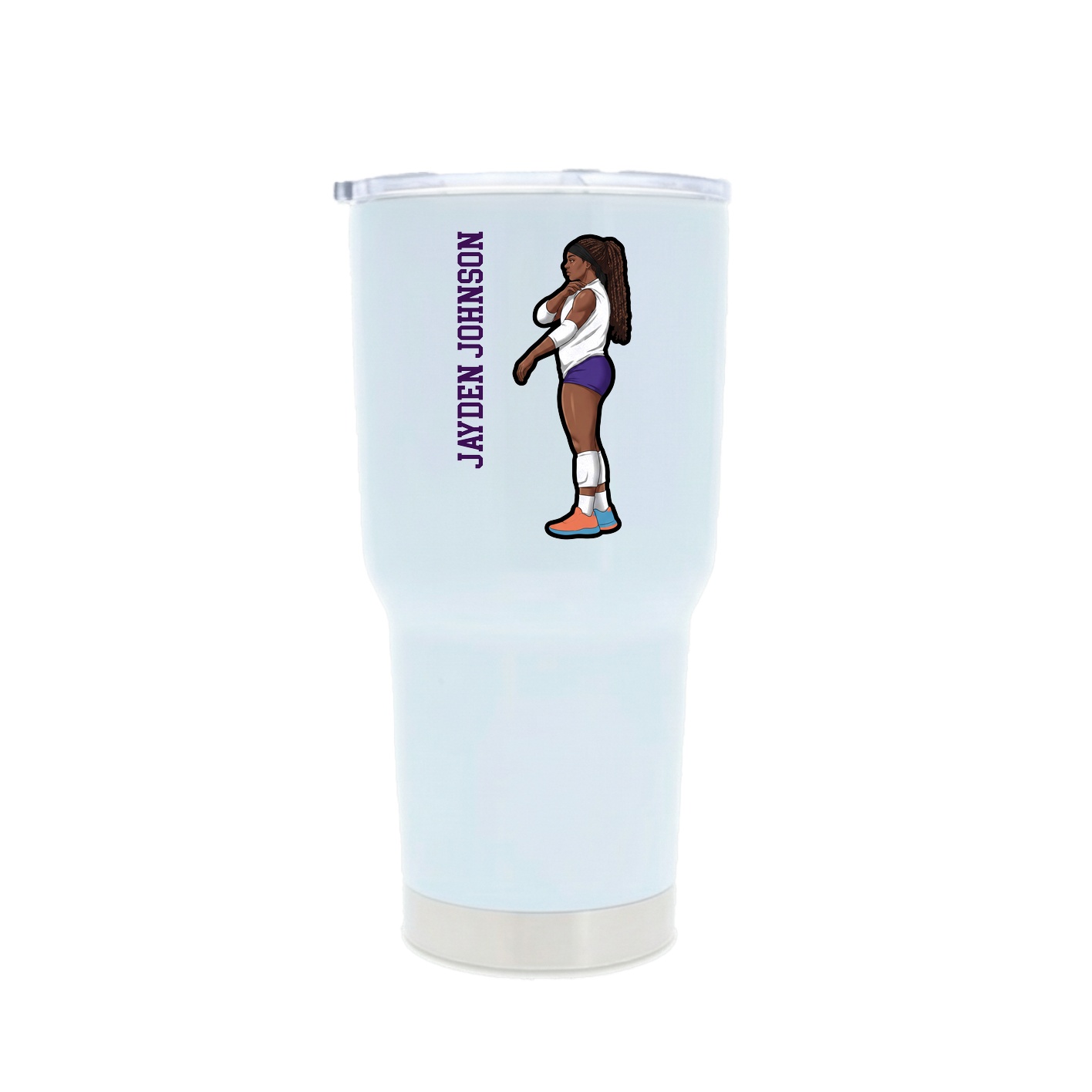 30oz Stainless Steel Tumbler — Name Vertical in White