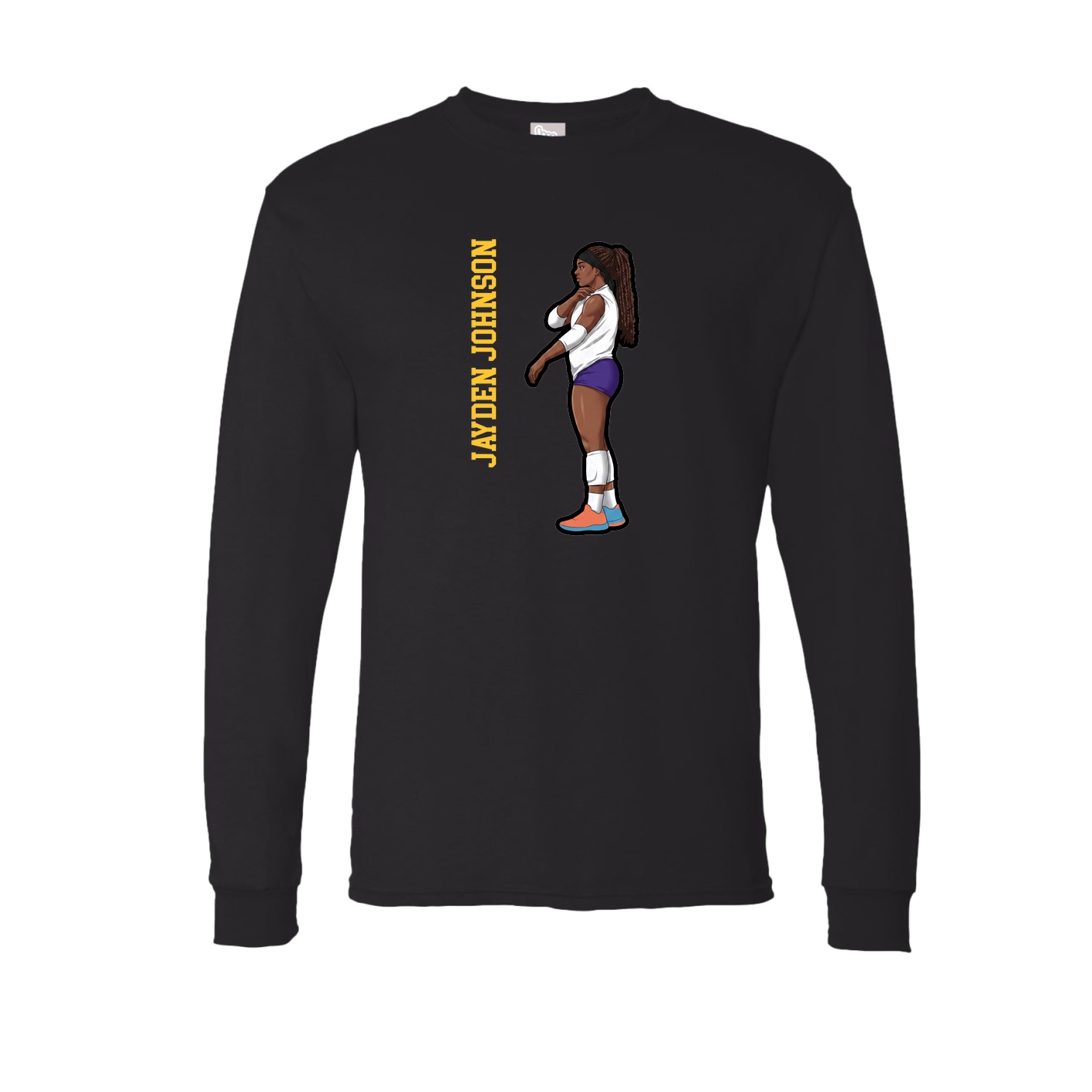 Long Sleeve Tee — Name Vertical in Black