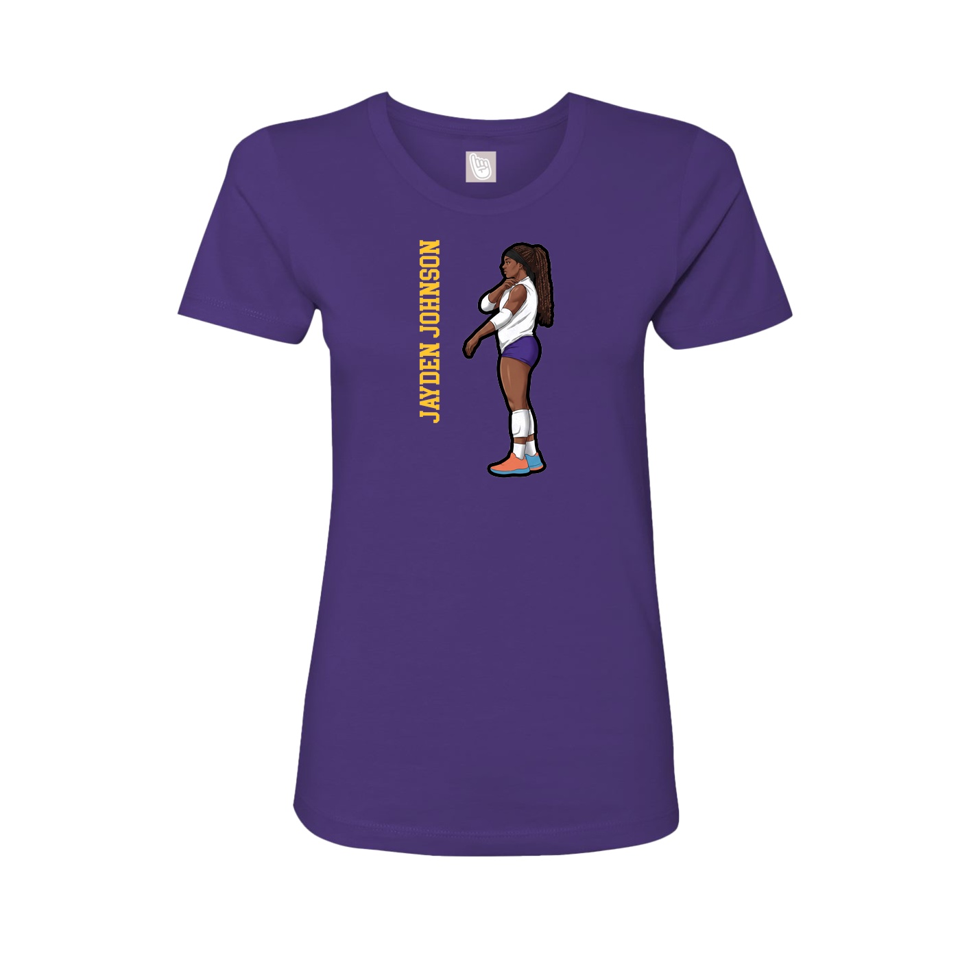 Fitted Women's Tee — Name Vertical in Purple