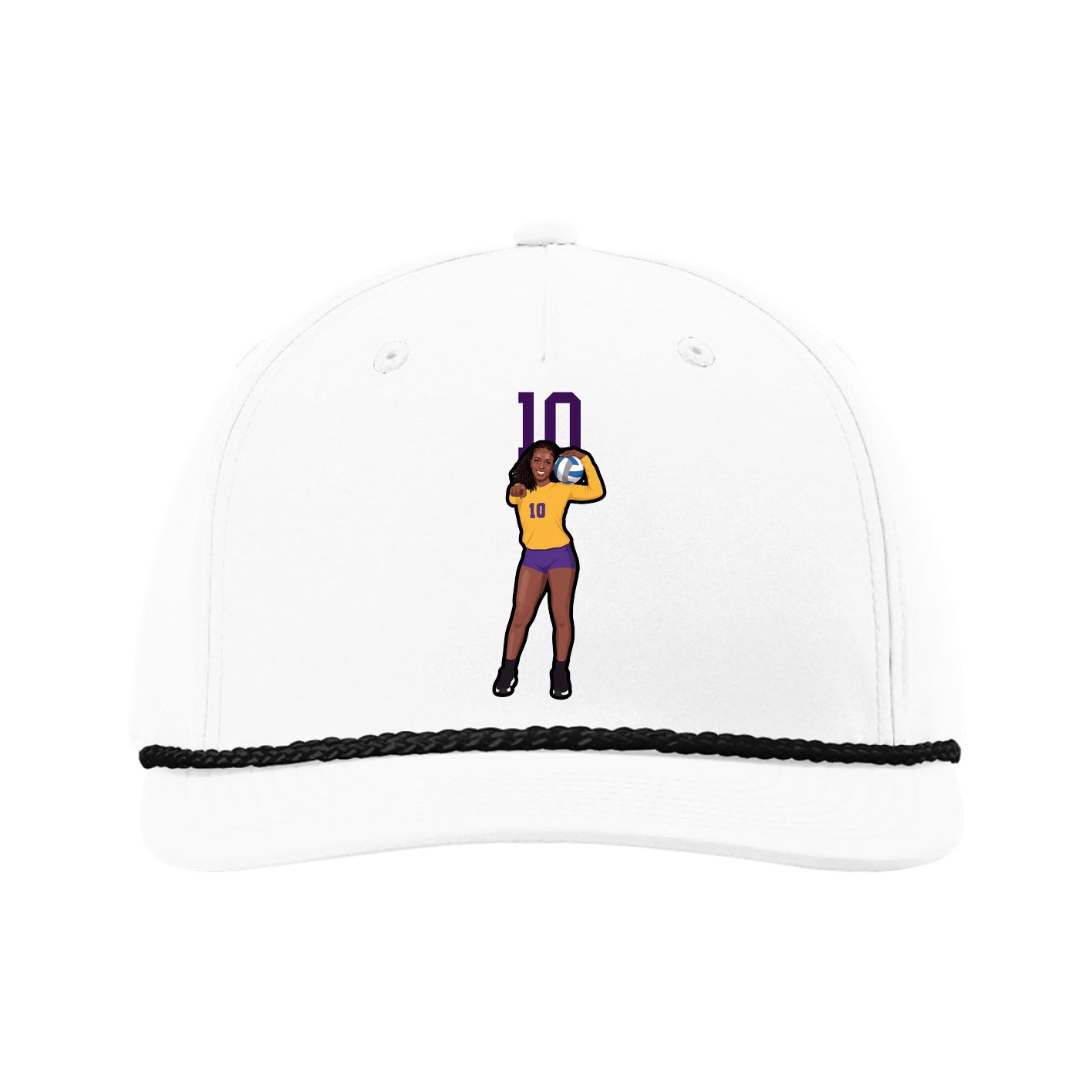 Five-Panel Classic Rope Cap — Number Top in White