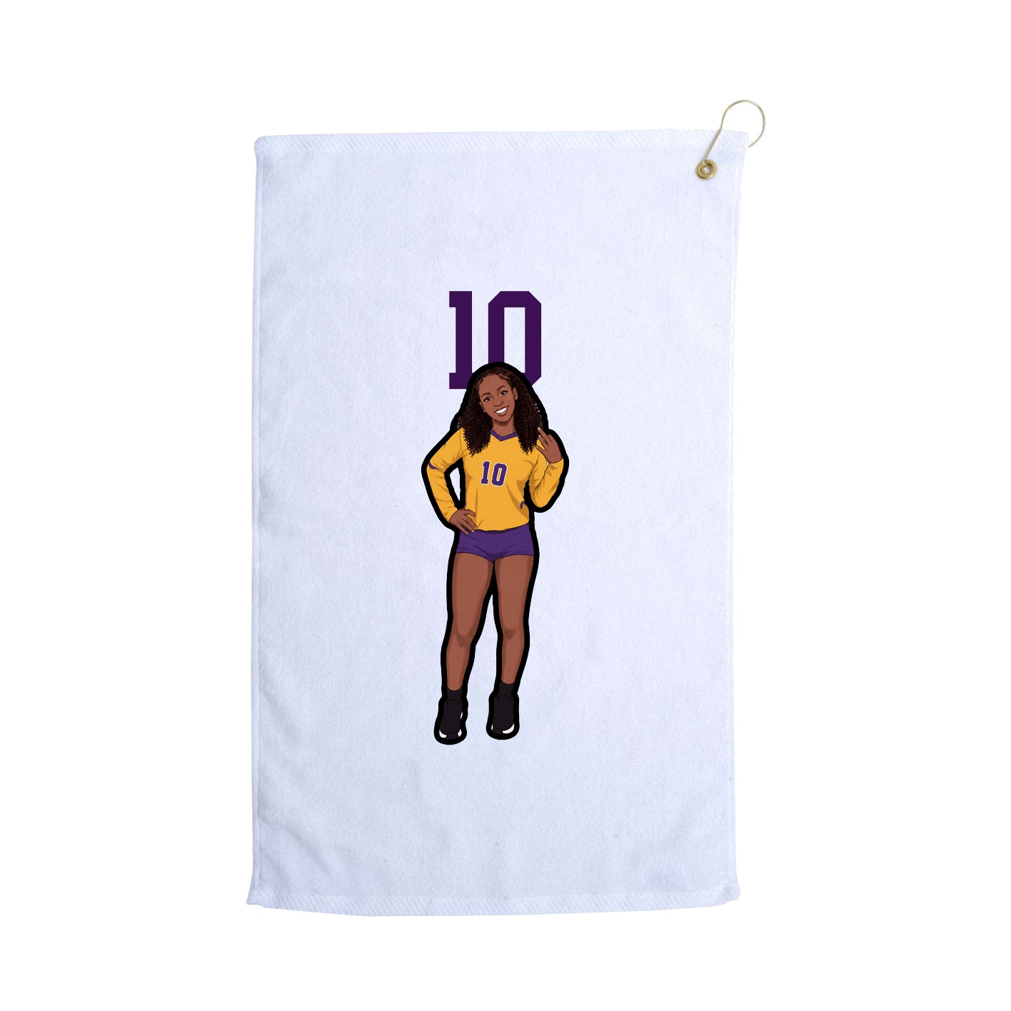 Golf Towel — Number Top in White