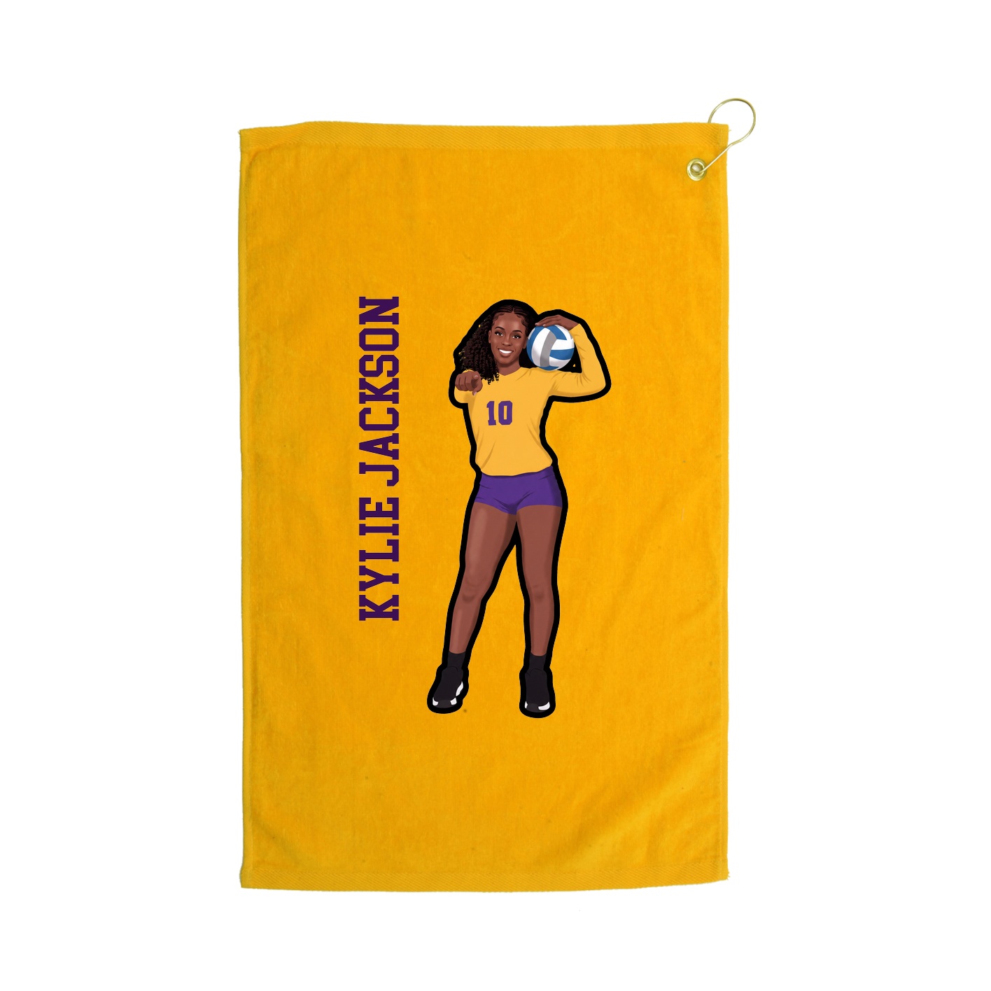 Golf Towel — Name Vertical in Gold
