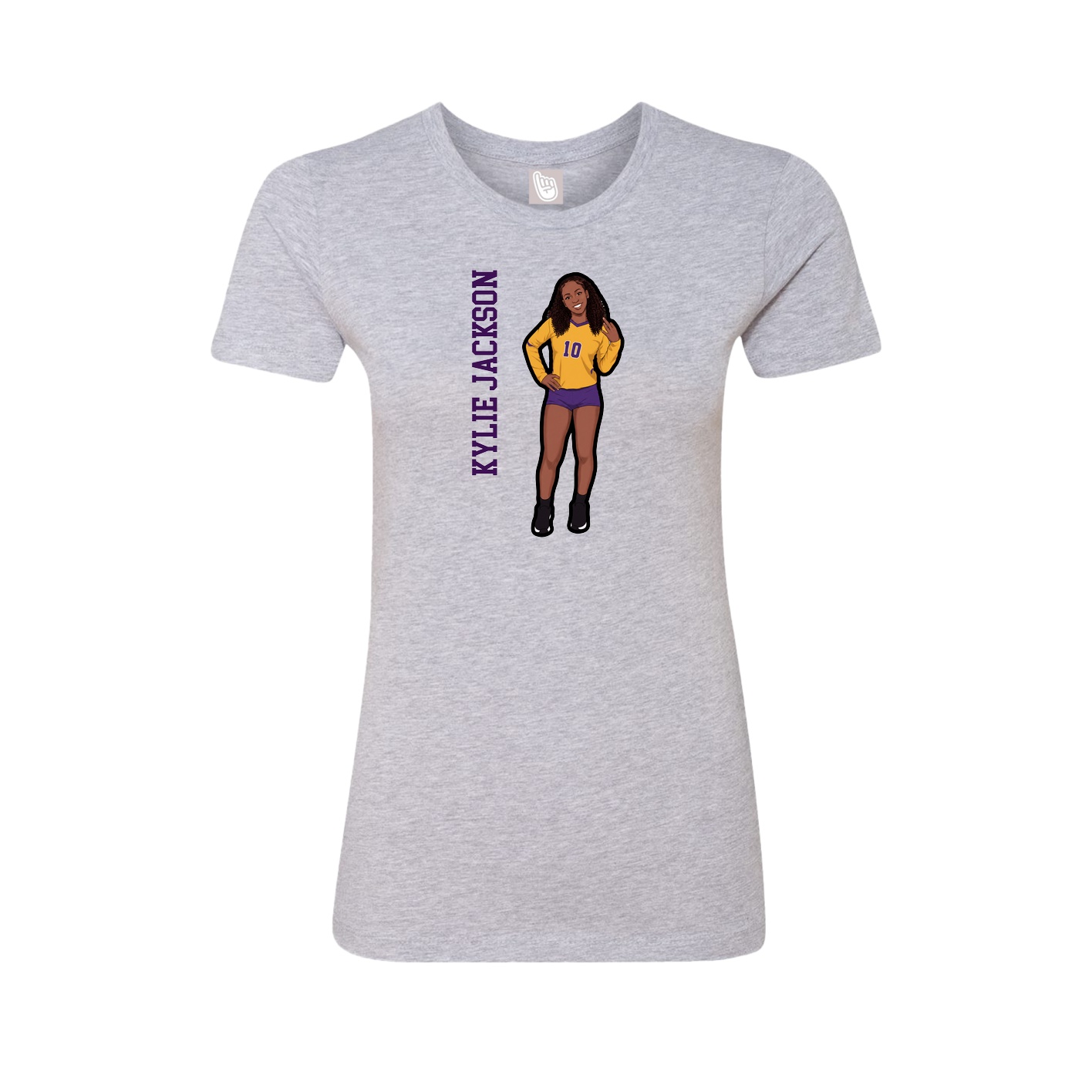 Fitted Women's Tee — Name Vertical in Grey