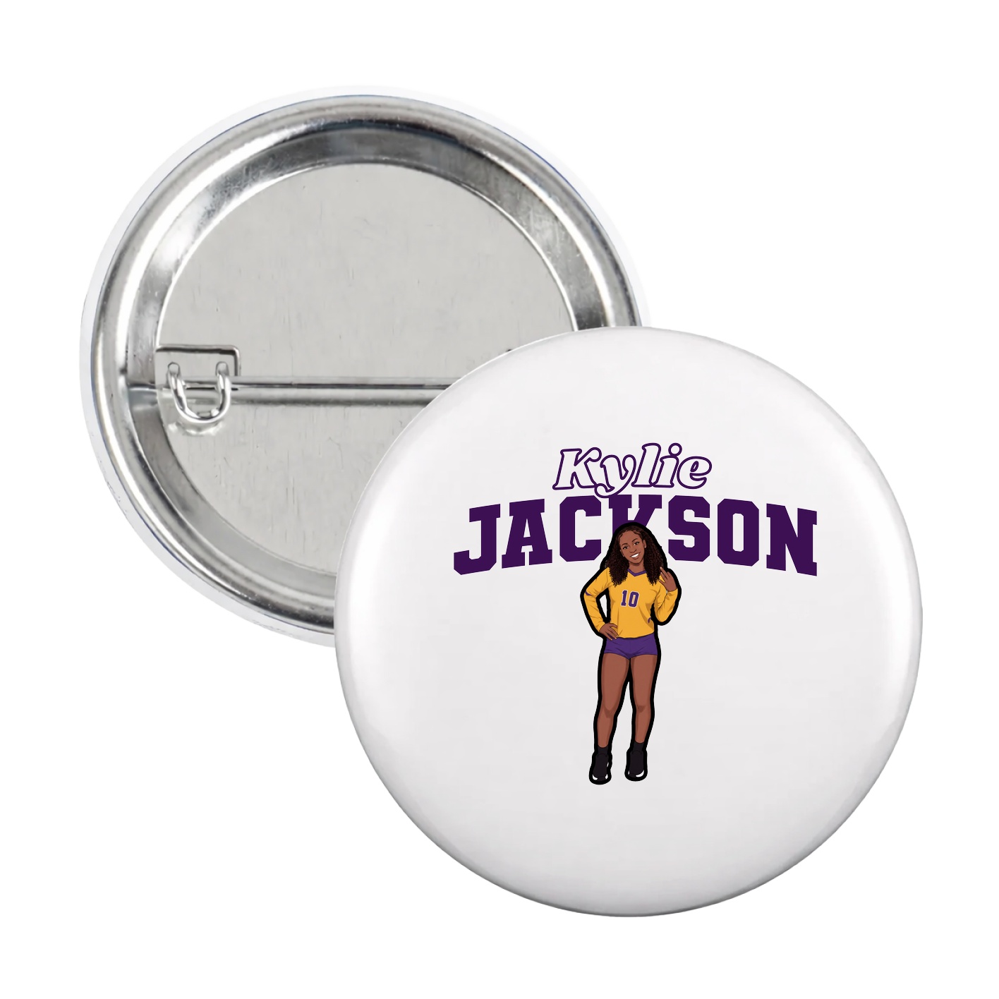 Game Day Button — Name Arch in White