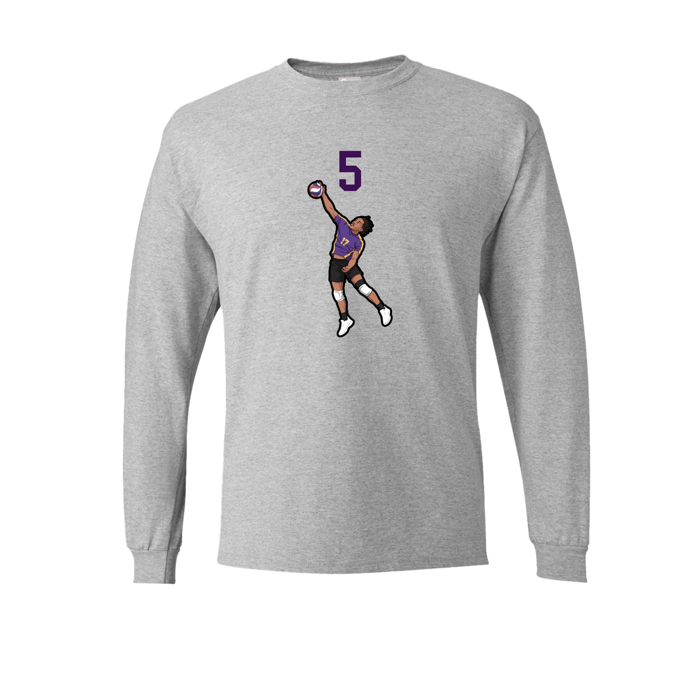 Long Sleeve Tee — Number Top in Grey