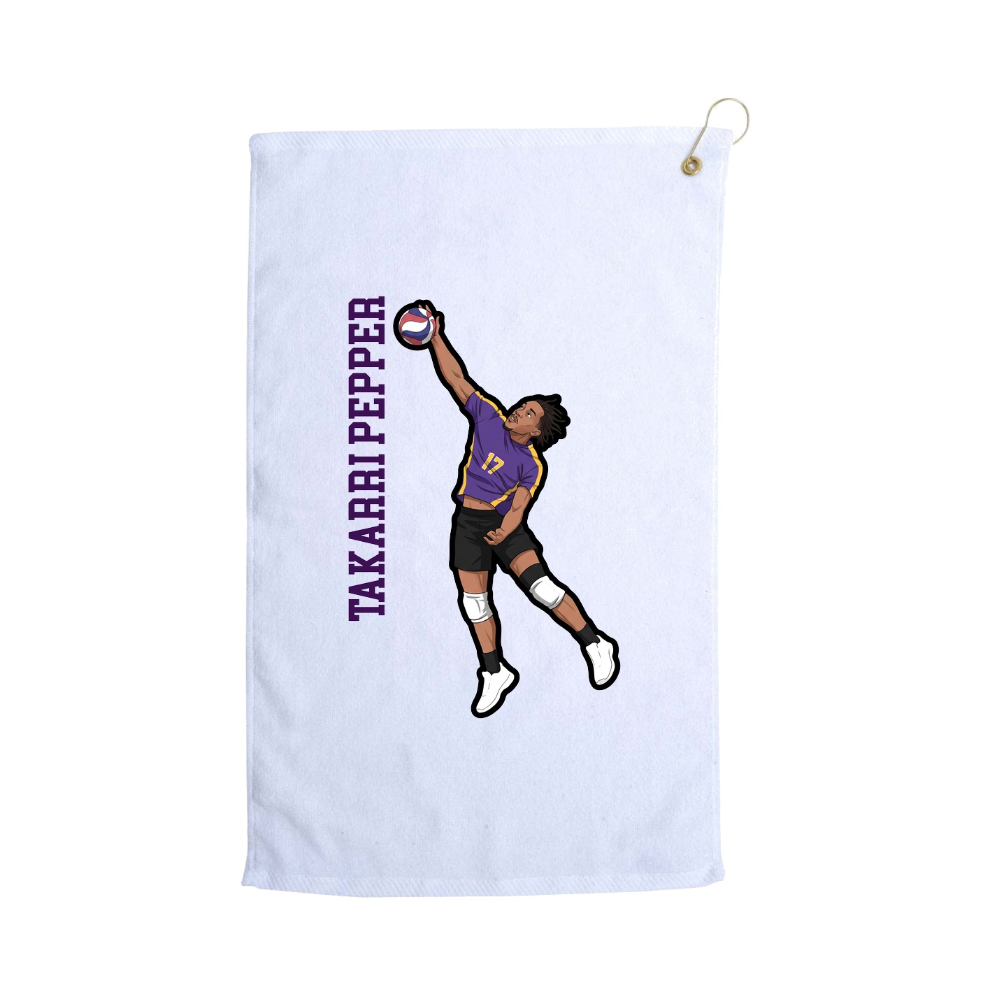 Golf Towel — Name Vertical in White