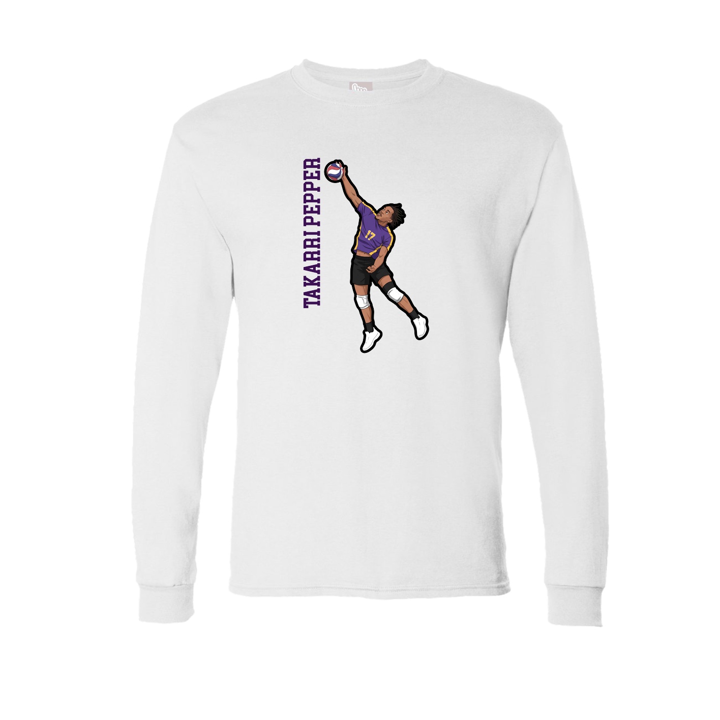 Long Sleeve Tee — Name Vertical in White