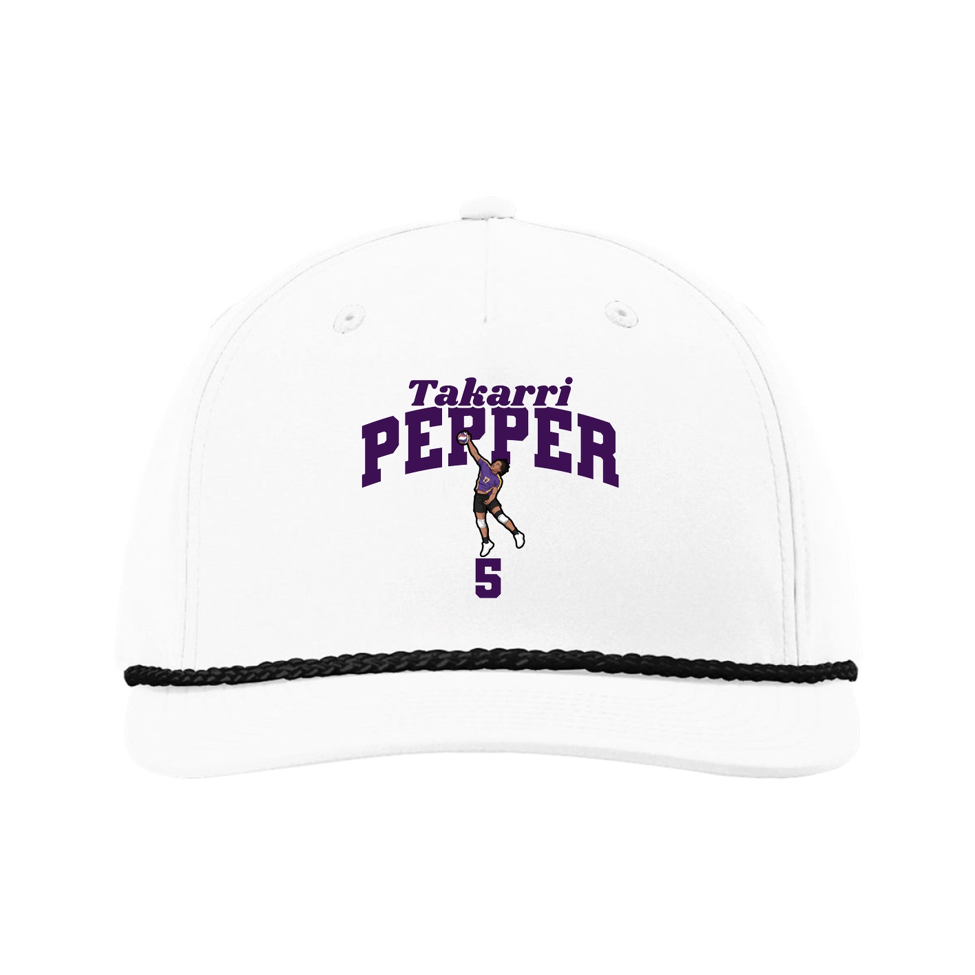 Five-Panel Classic Rope Cap — Signature Arch in White