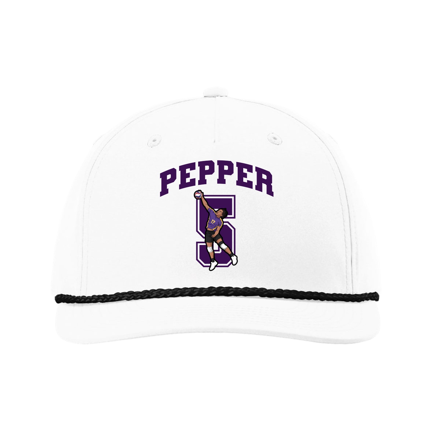 Five-Panel Classic Rope Cap — Number in White