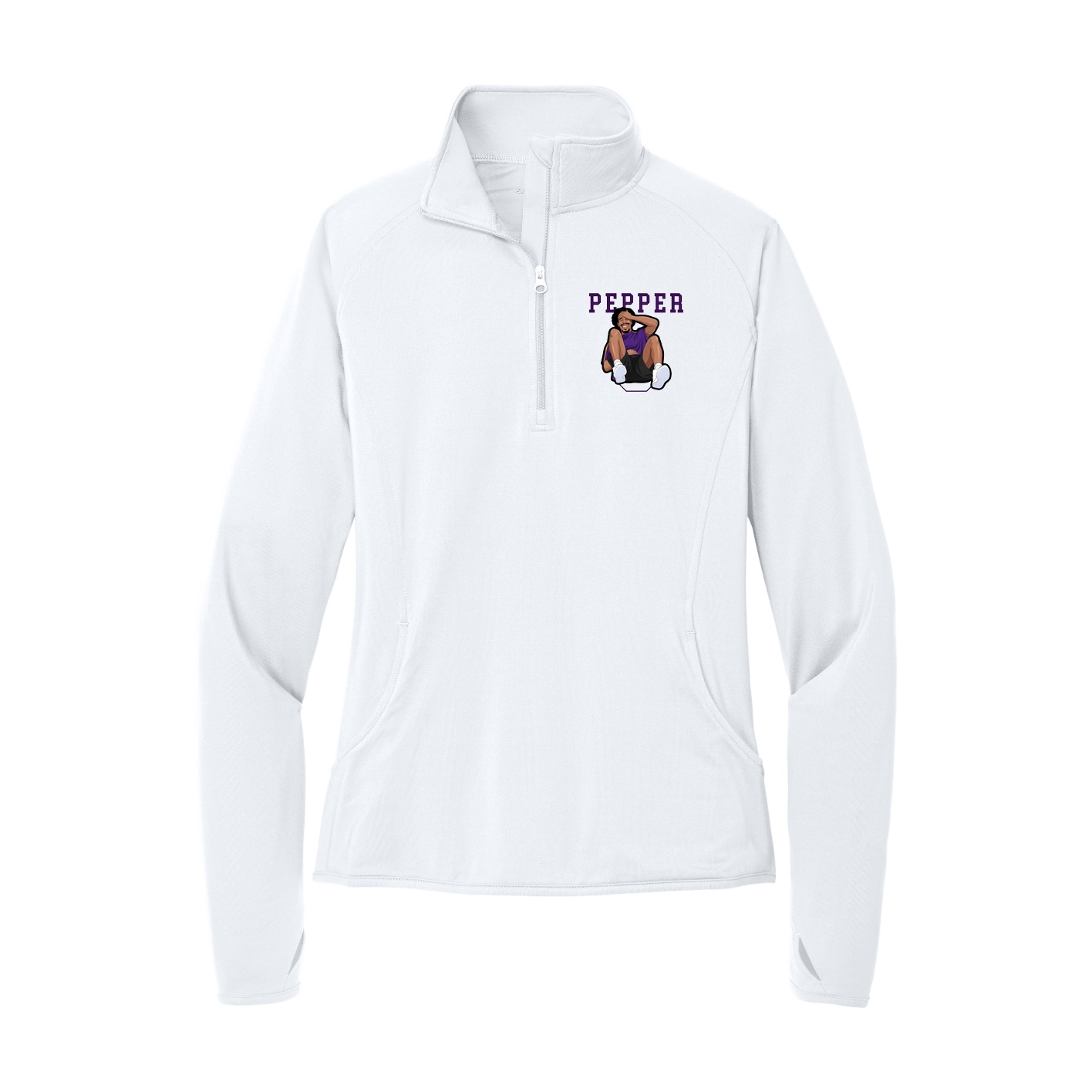 Women's Q-Zip Pullover — Shirsey in White