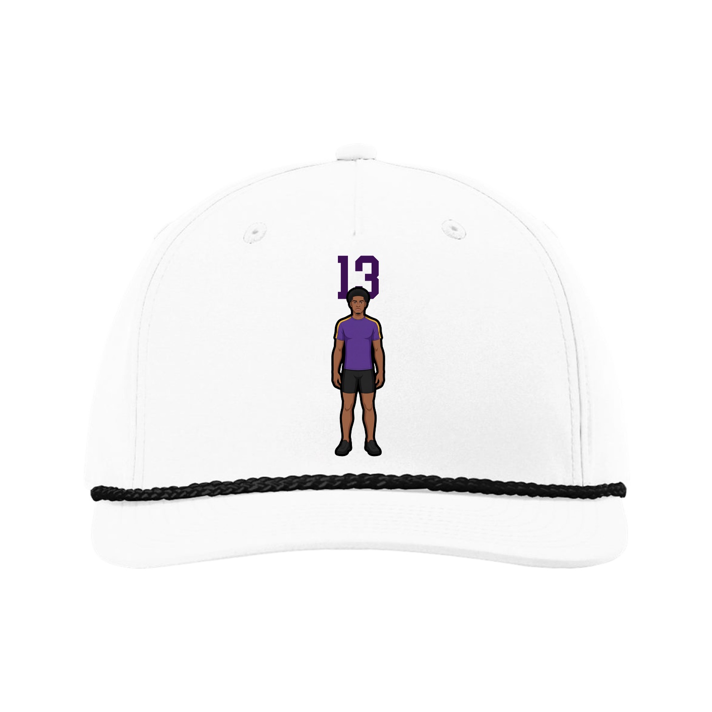 Five-Panel Classic Rope Cap — Number Top in White