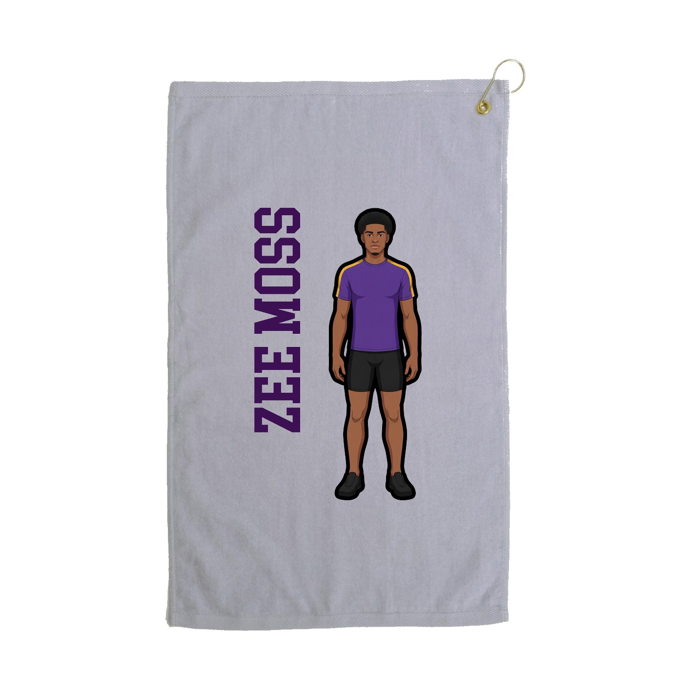 Golf Towel — Name Vertical in Grey