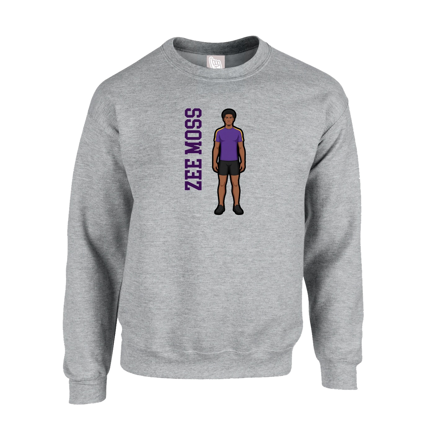 Fleece Crew — Name Vertical in Grey