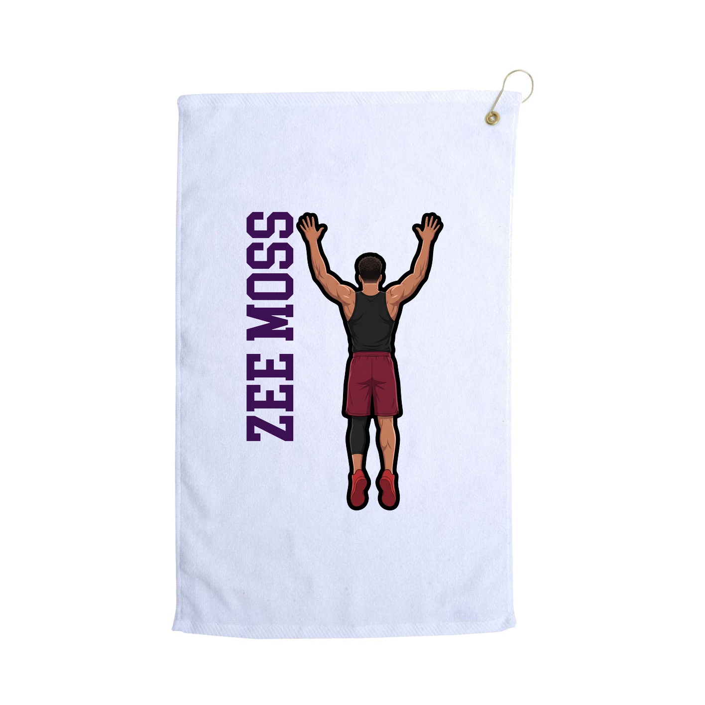 Golf Towel — Name Vertical in White