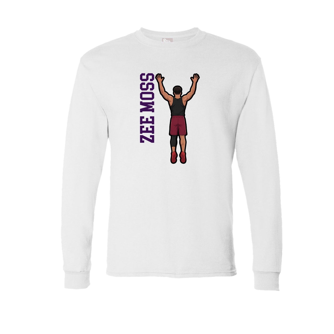 Long Sleeve Tee — Name Vertical in White