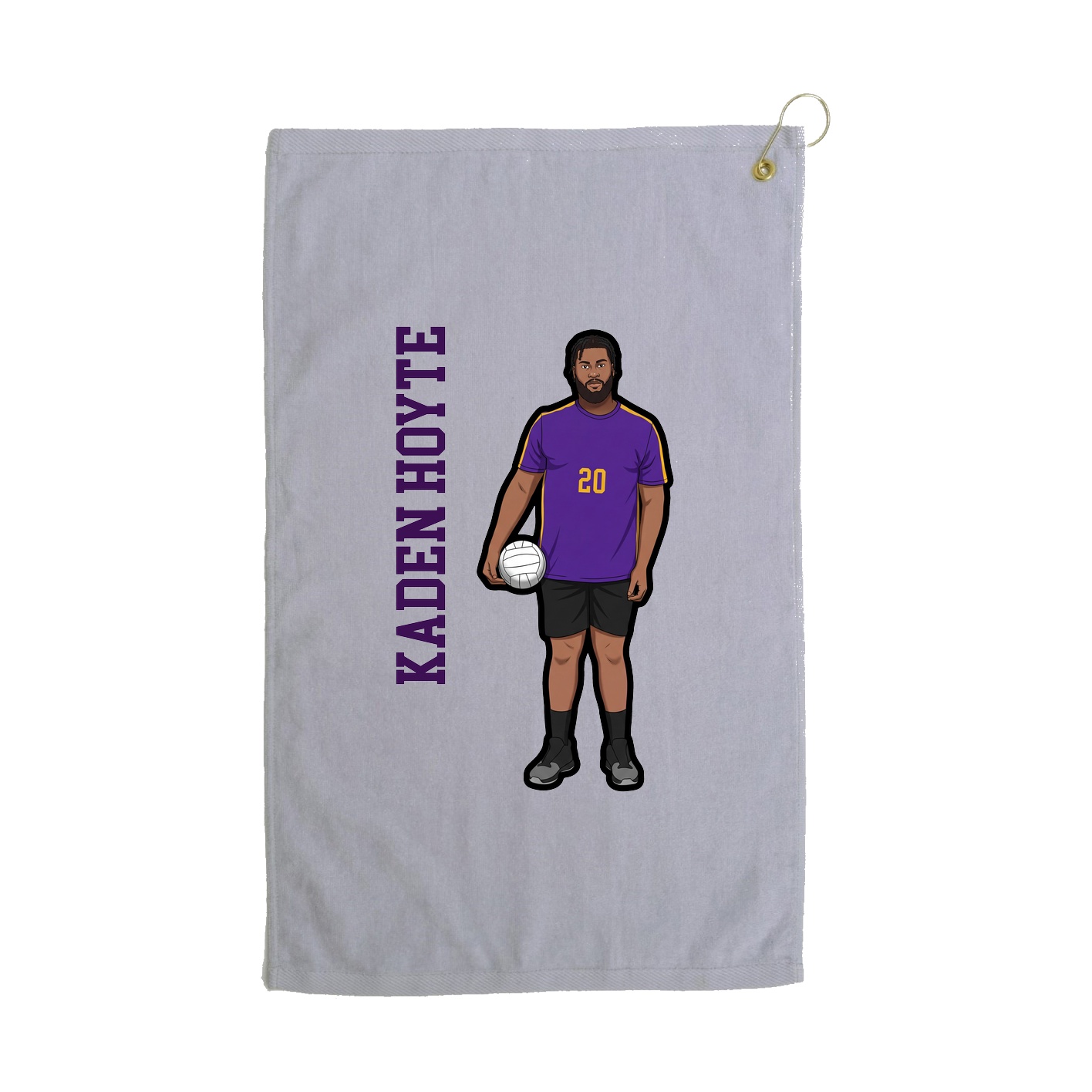 Golf Towel — Name Vertical in Grey
