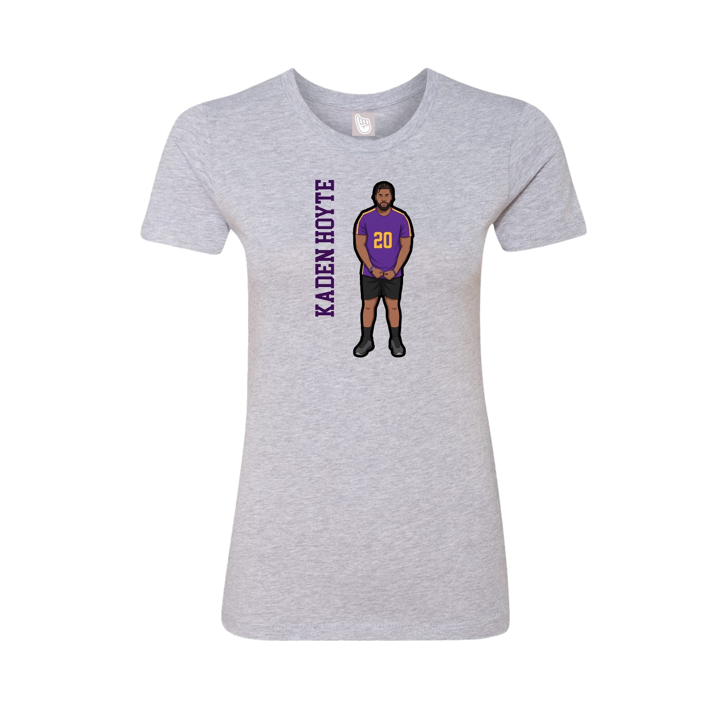 Fitted Women's Tee — Name Vertical in Grey