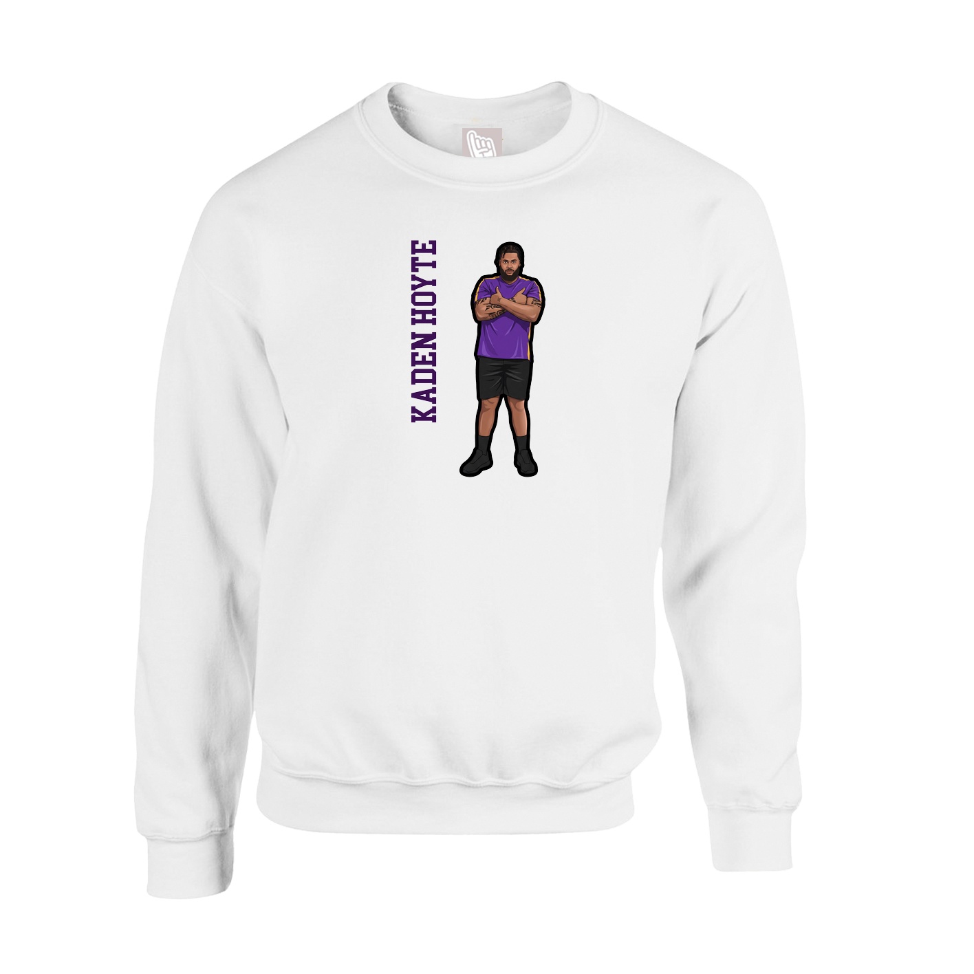 Fleece Crew — Name Vertical in White