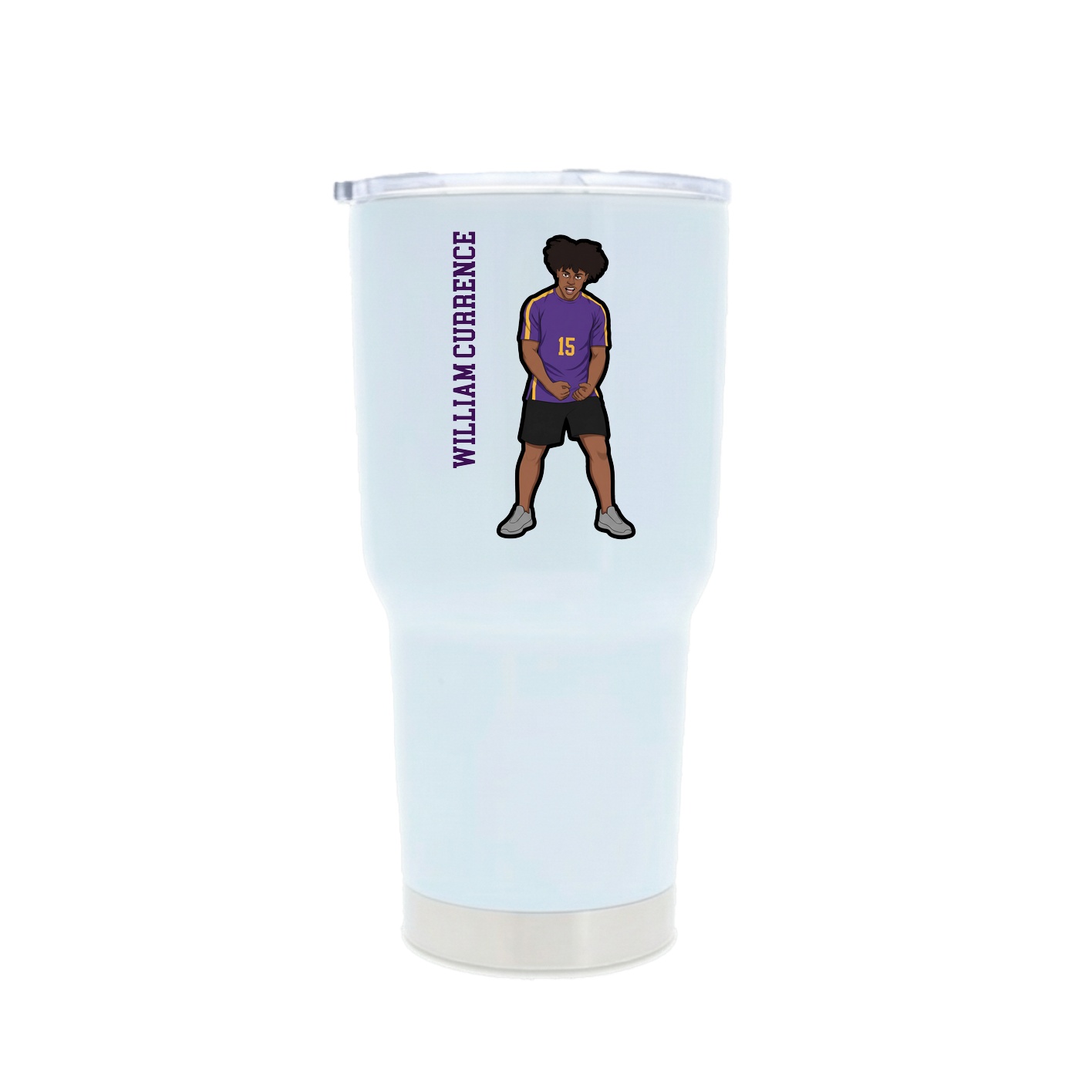 30oz Stainless Steel Tumbler — Name Vertical in White