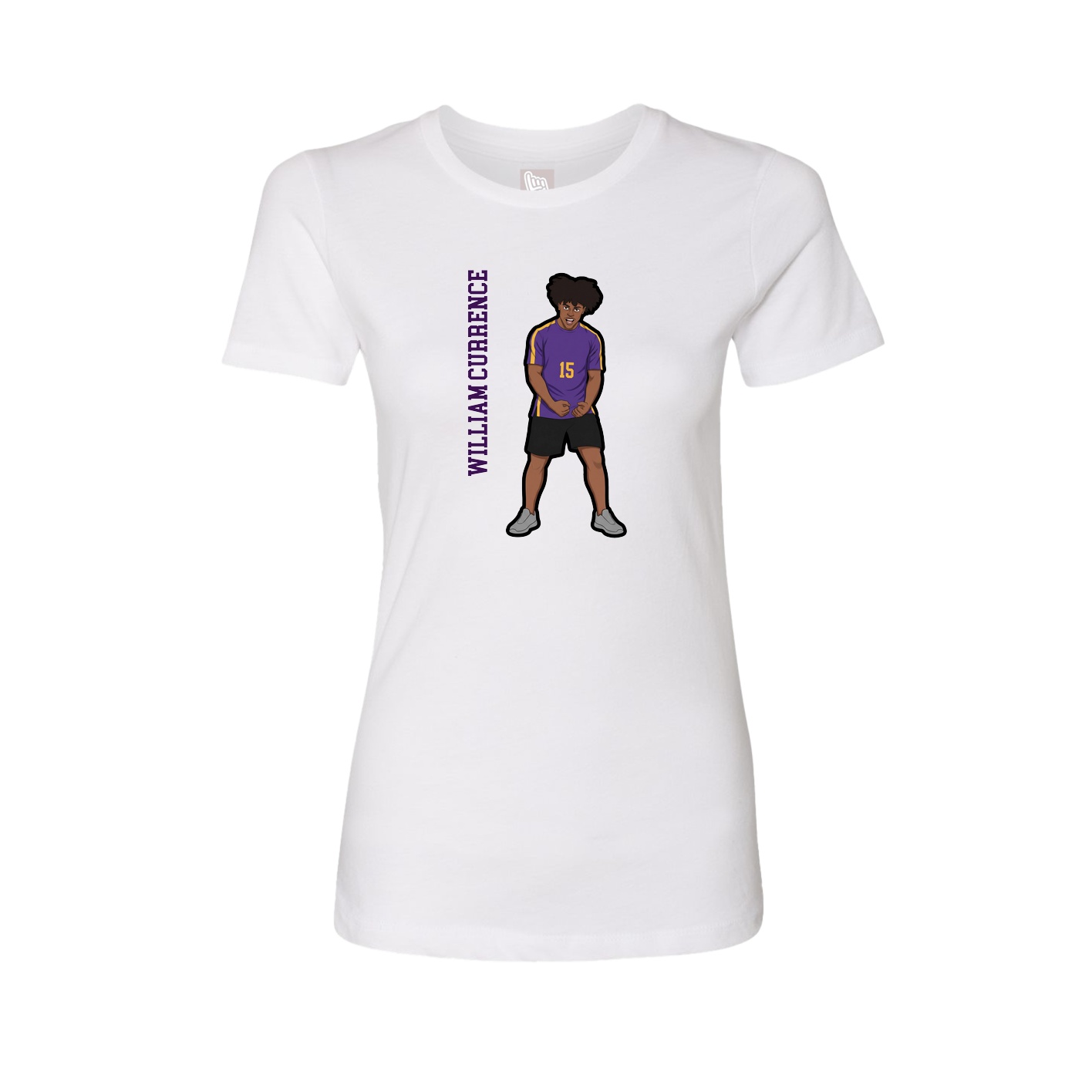 Fitted Women's Tee — Name Vertical in White