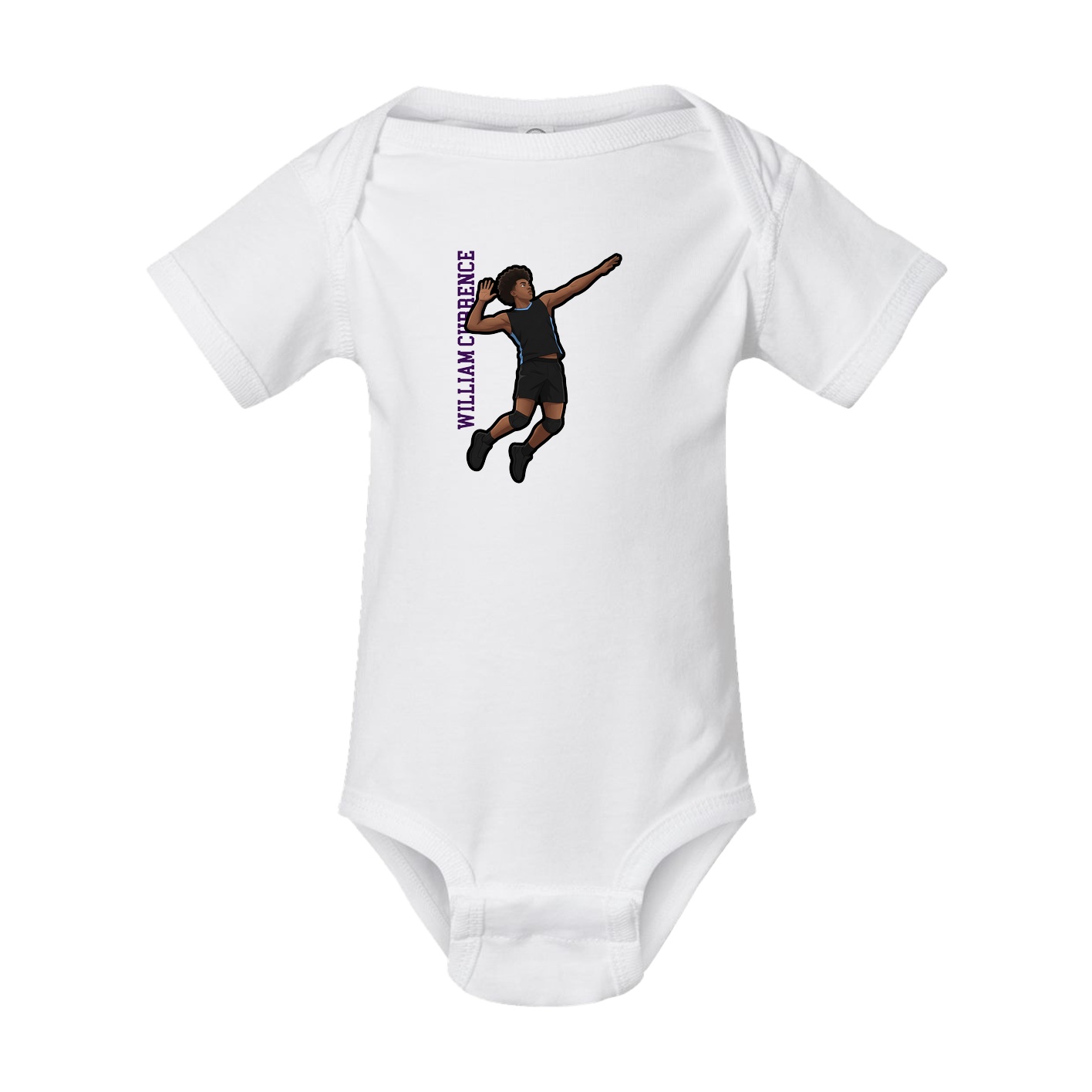 Baby Onesie — Name Vertical in White