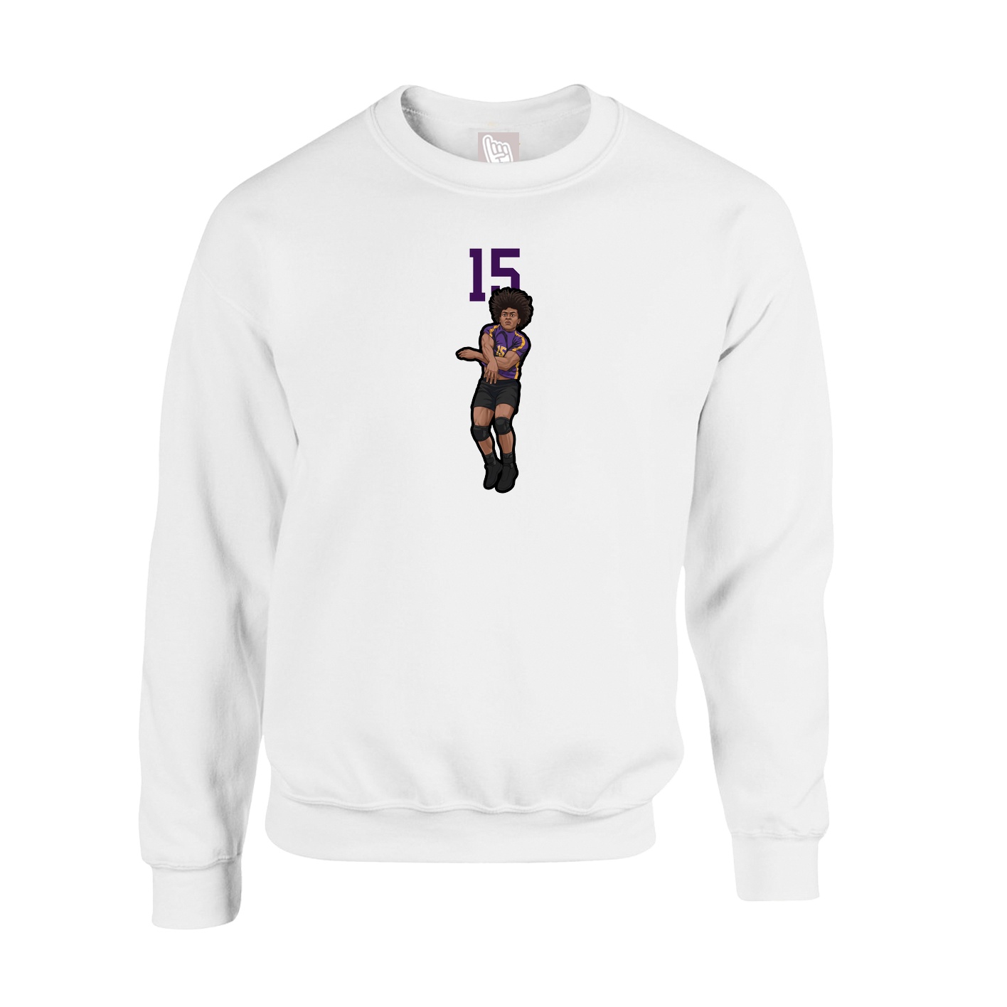 Fleece Crew — Number Top in White