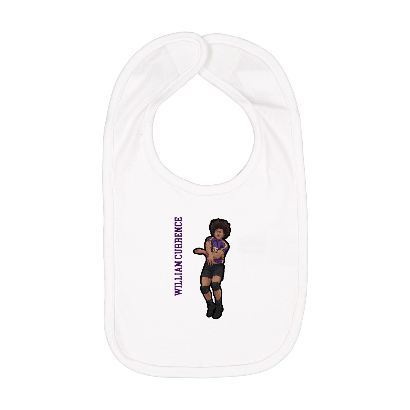 Infant Bib — Name Vertical in White
