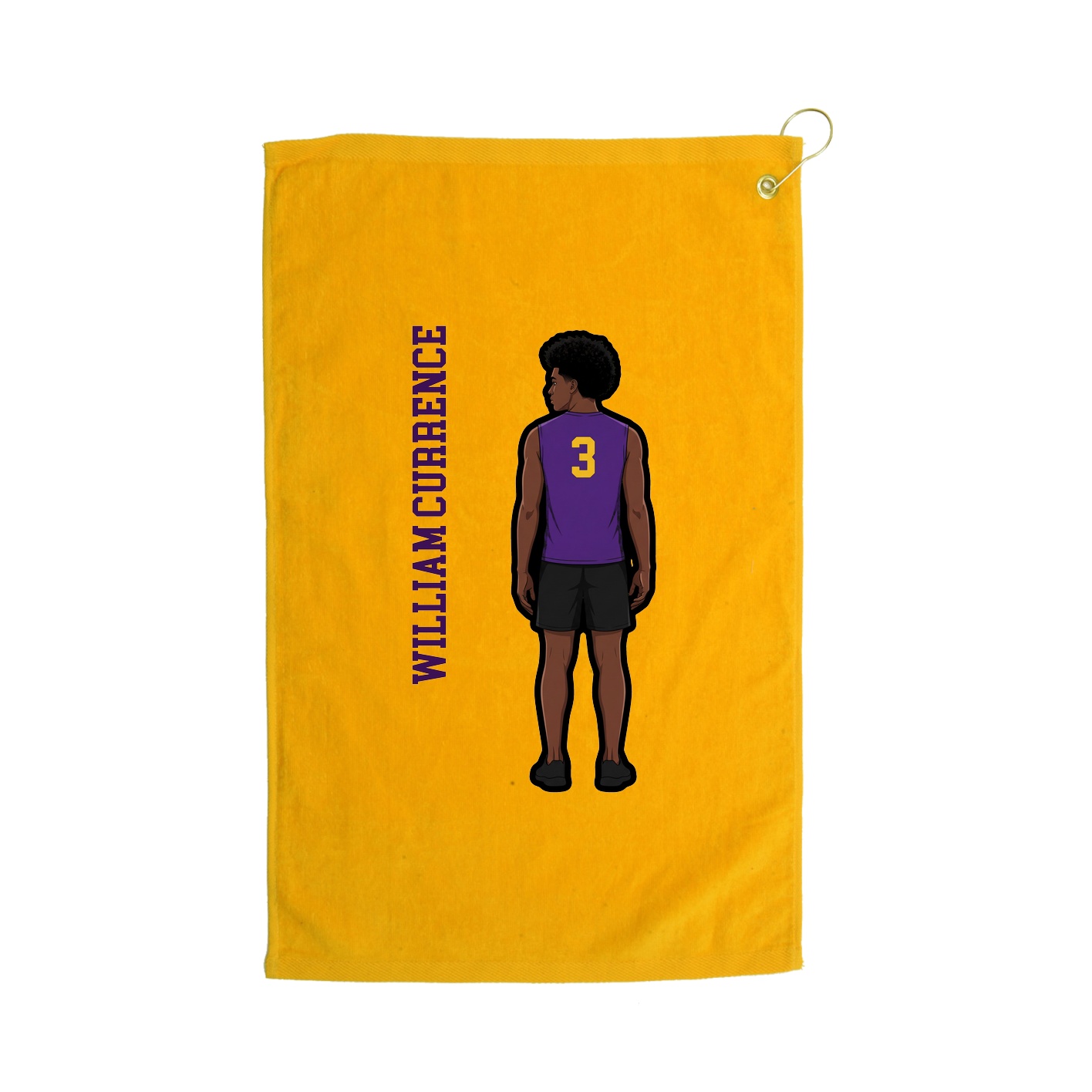 Golf Towel — Name Vertical in Gold