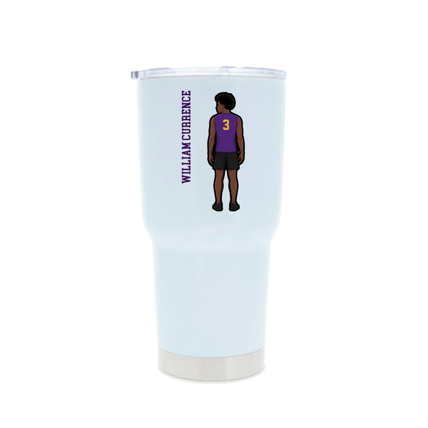 30oz Stainless Steel Tumbler — Name Vertical in White