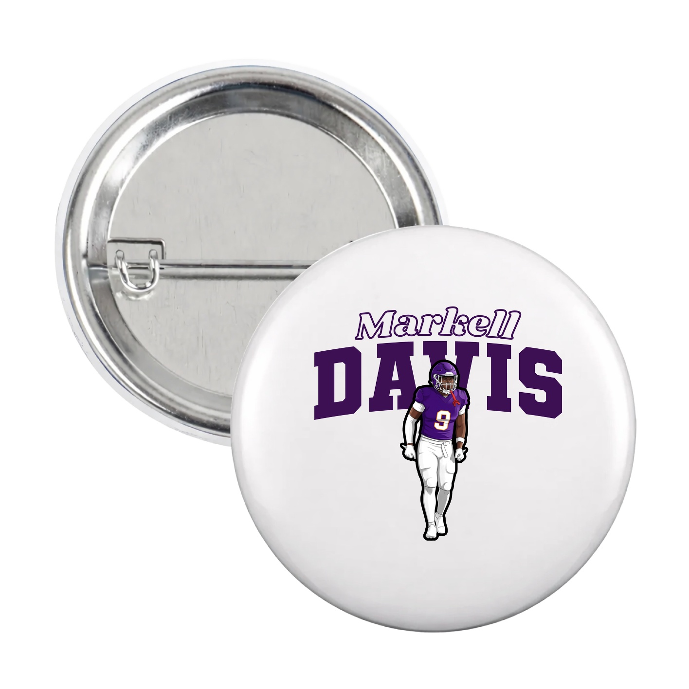 Game Day Button — Name Arch in White