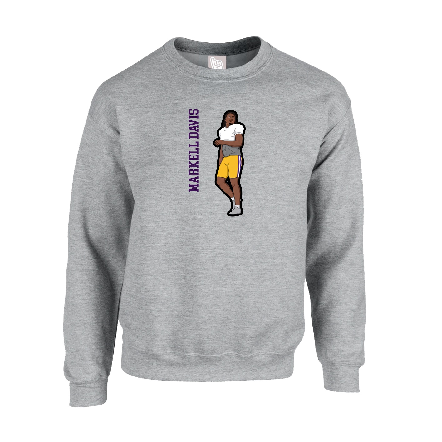 Fleece Crew — Name Vertical in Grey