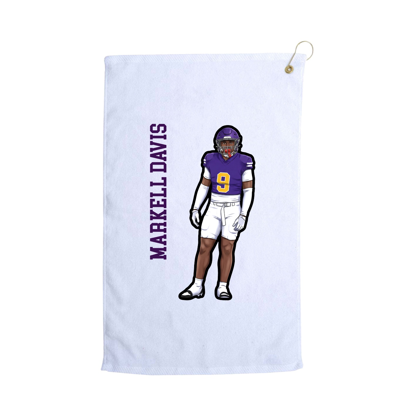 Golf Towel — Name Vertical in White