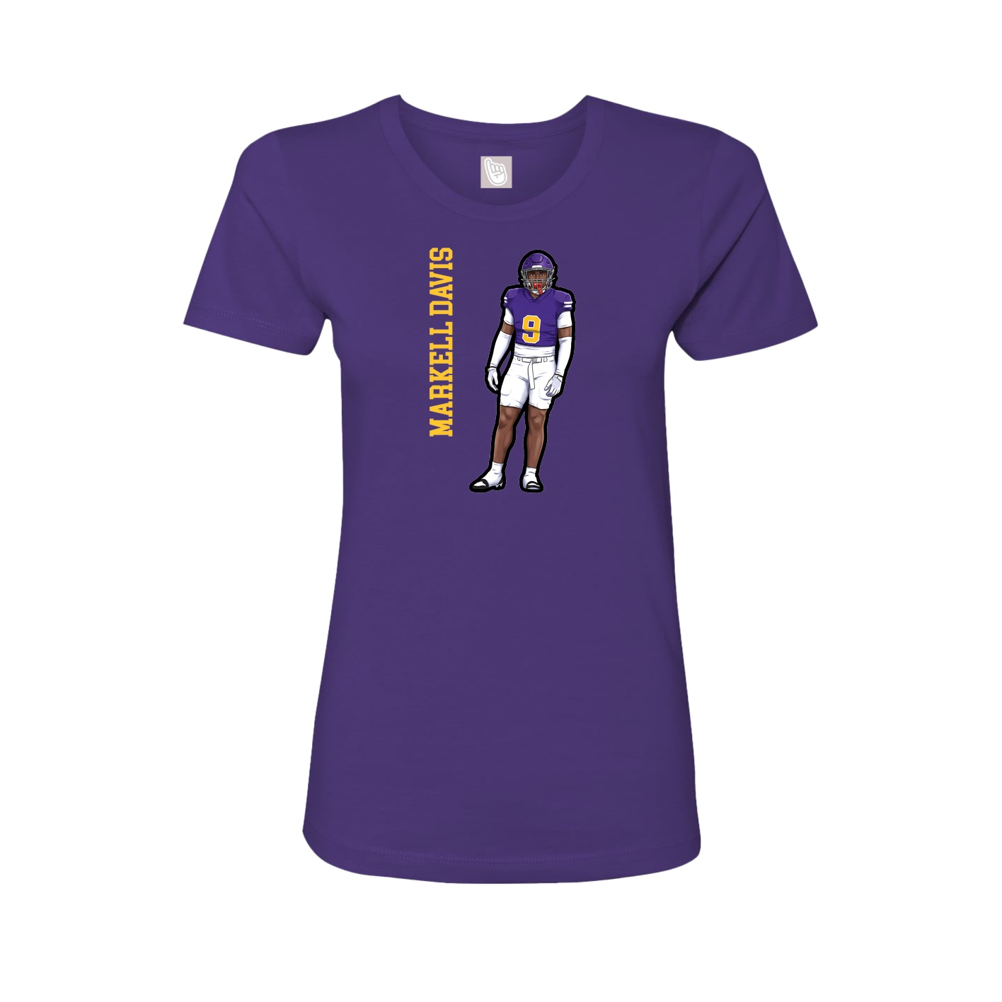 Fitted Women's Tee — Name Vertical in Purple