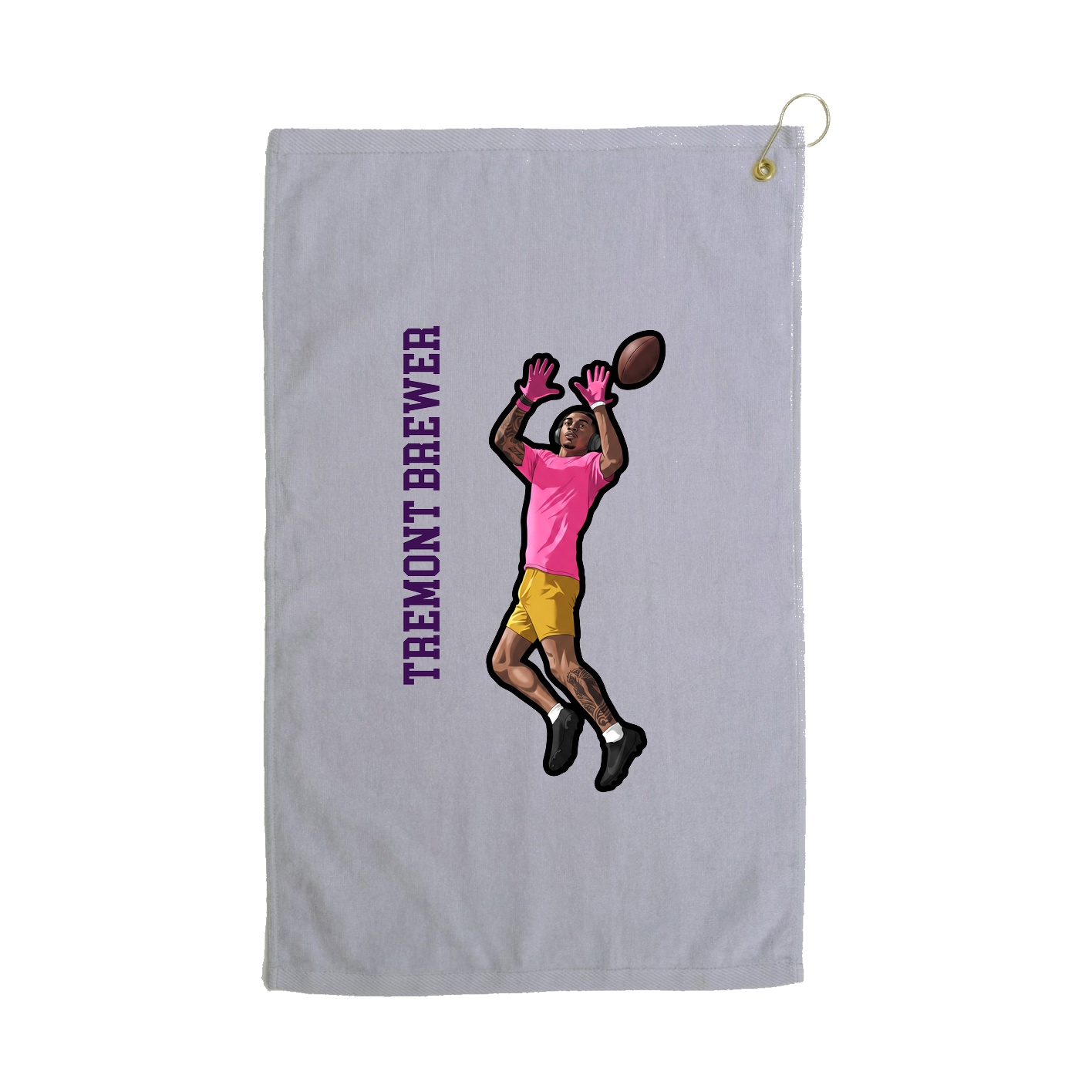 Golf Towel — Name Vertical in Grey
