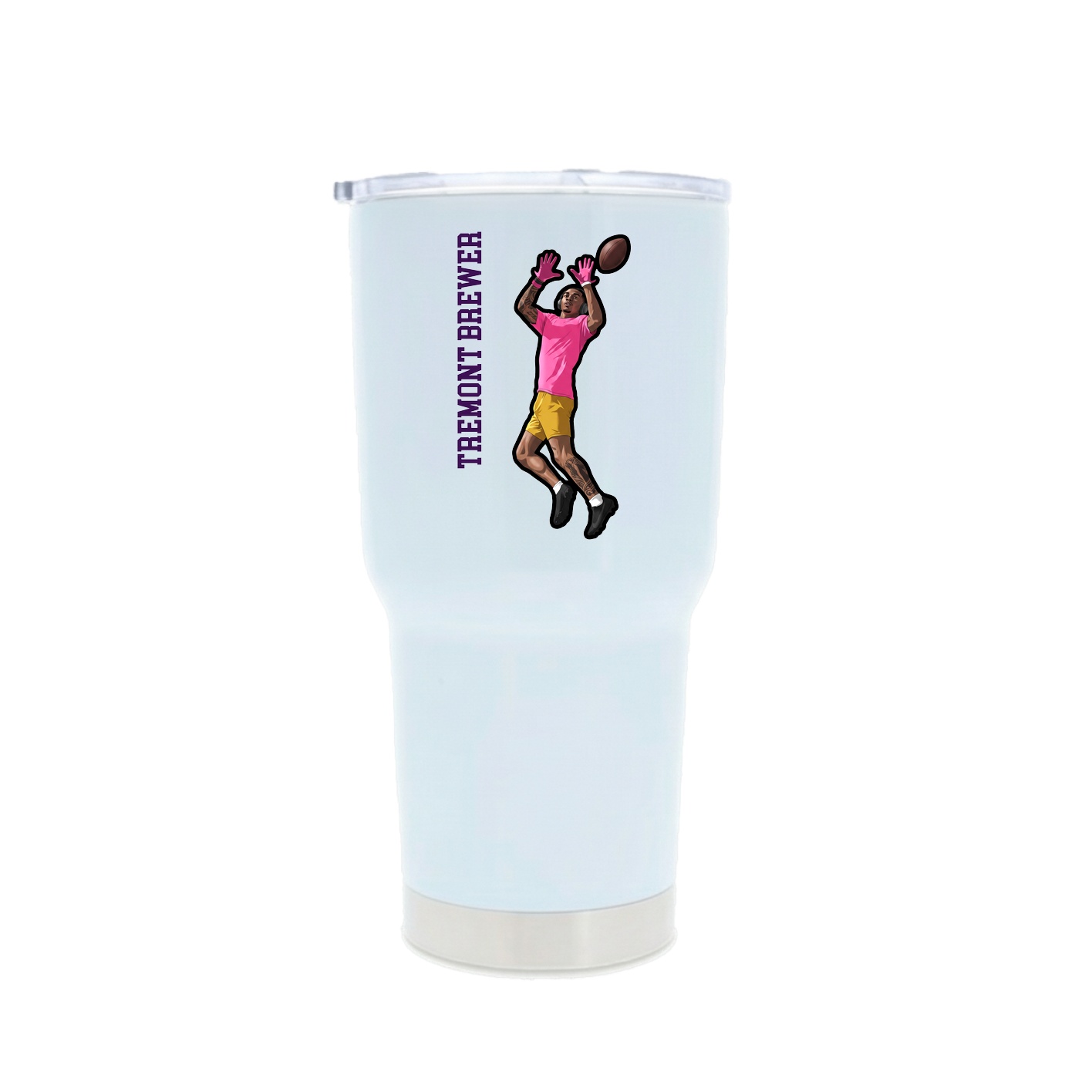 30oz Stainless Steel Tumbler — Name Vertical in White
