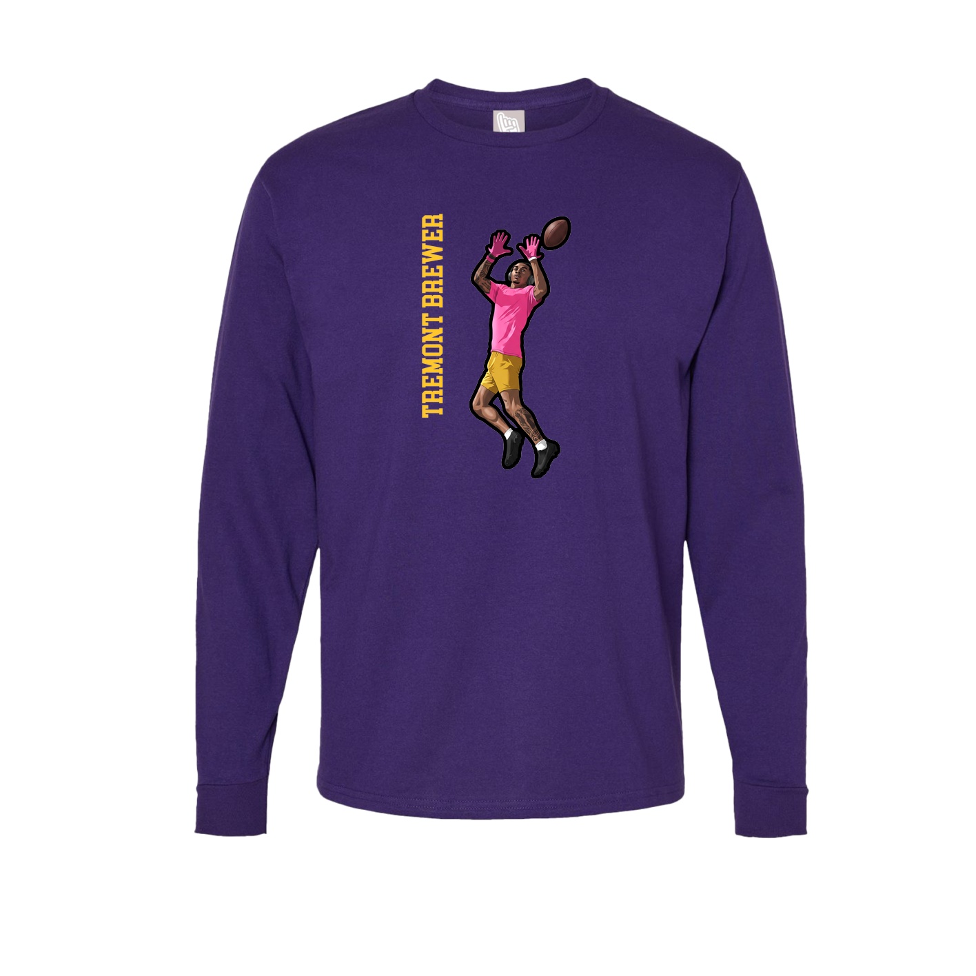 Long Sleeve Tee — Name Vertical in Purple