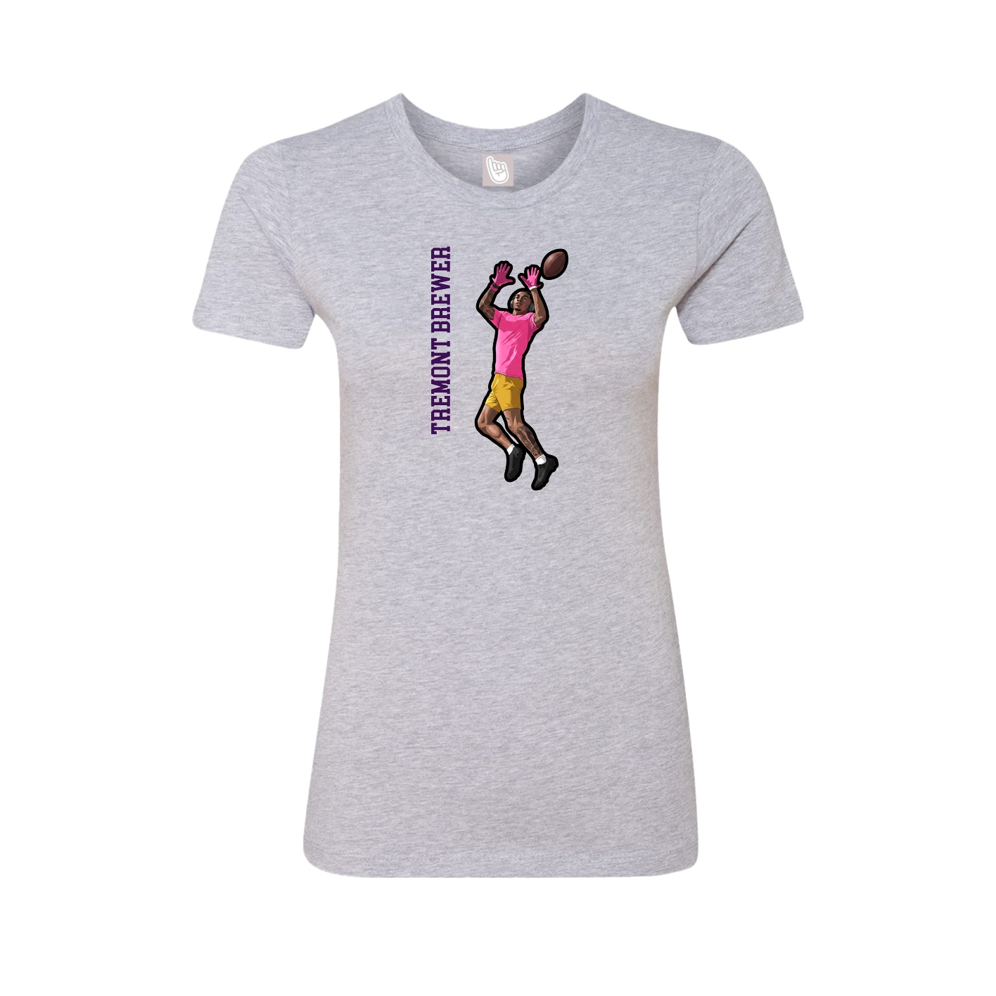 Fitted Women's Tee — Name Vertical in Grey