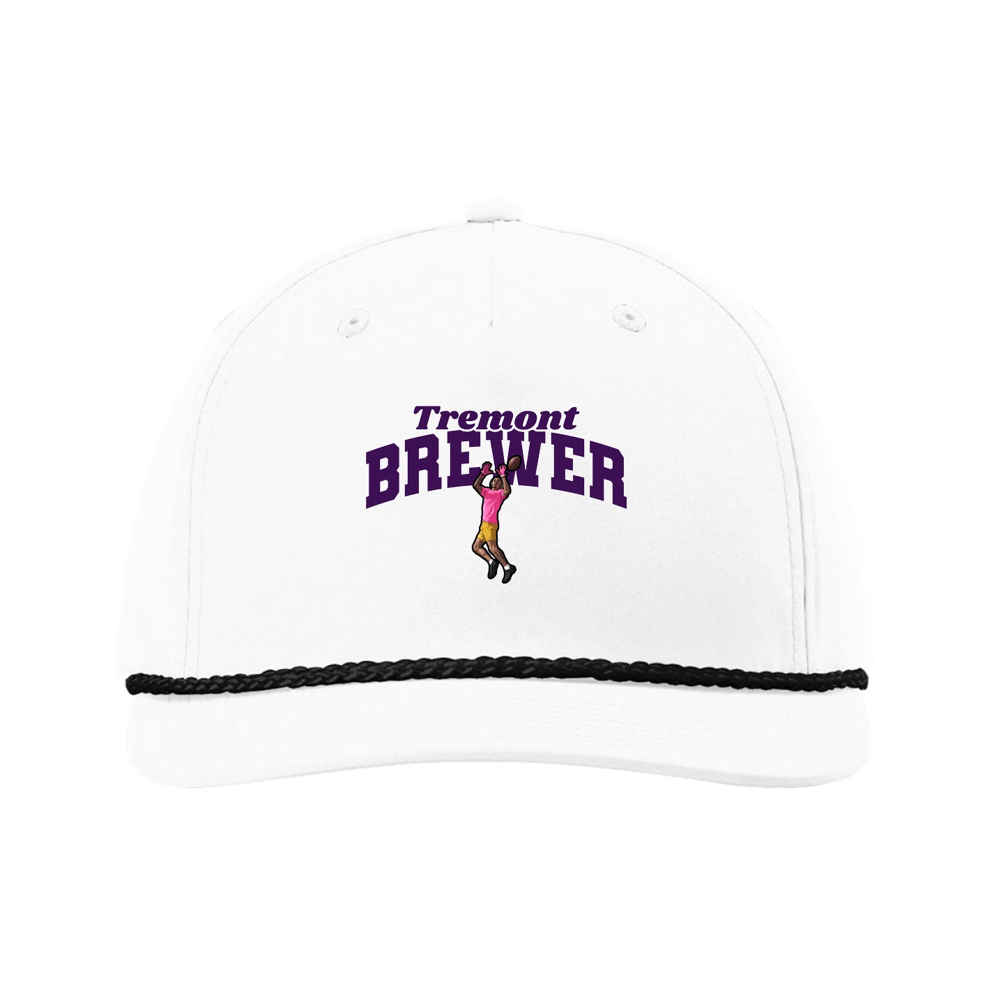 Five-Panel Classic Rope Cap — Signature Arch in White