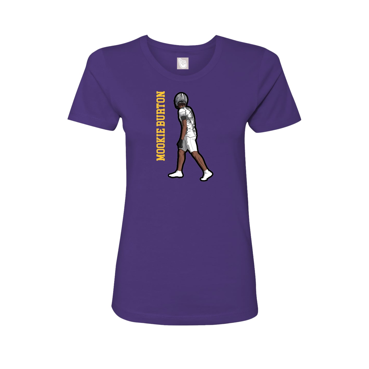 Fitted Women's Tee — Name Vertical in Purple