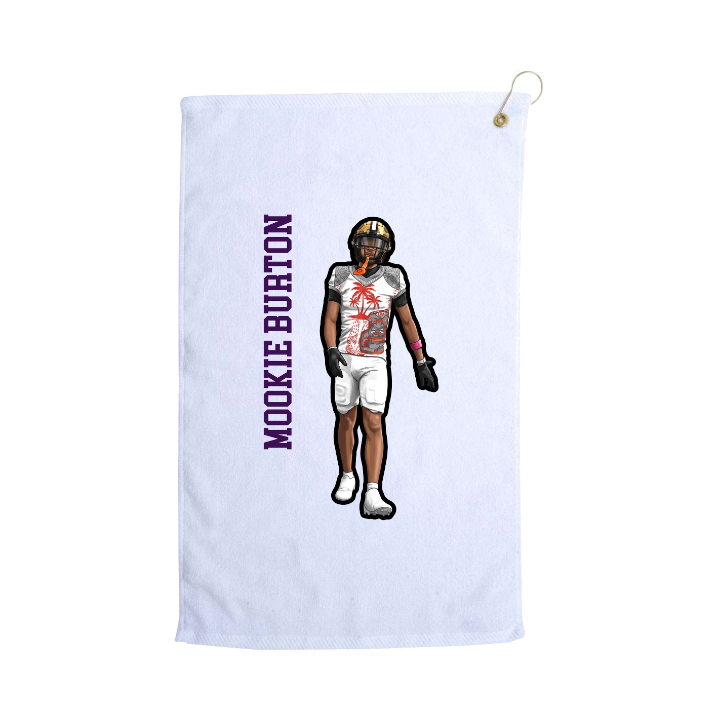 Golf Towel — Name Vertical in White